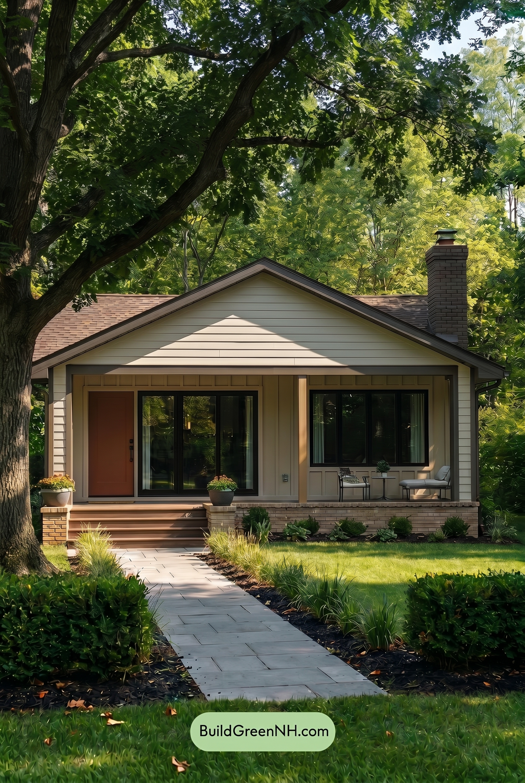 Warm White House Exterior Color Scheme: Vanilla Cedar Lines - Shade