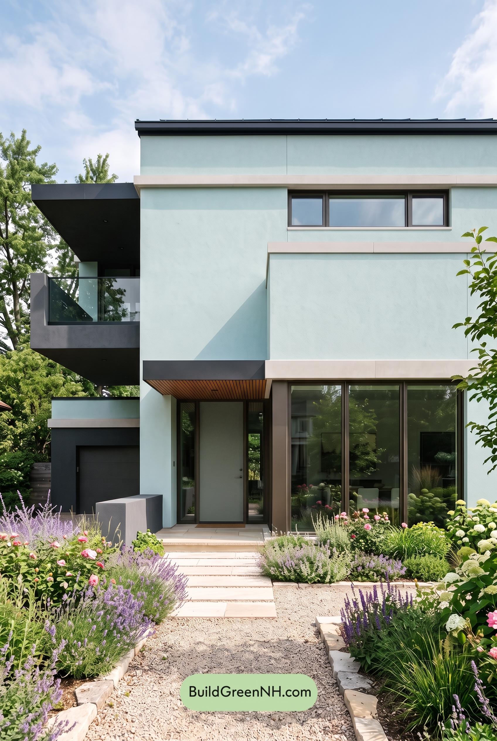 Blue Modern Villa Exterior Color Scheme: Aqua Blue Basalt