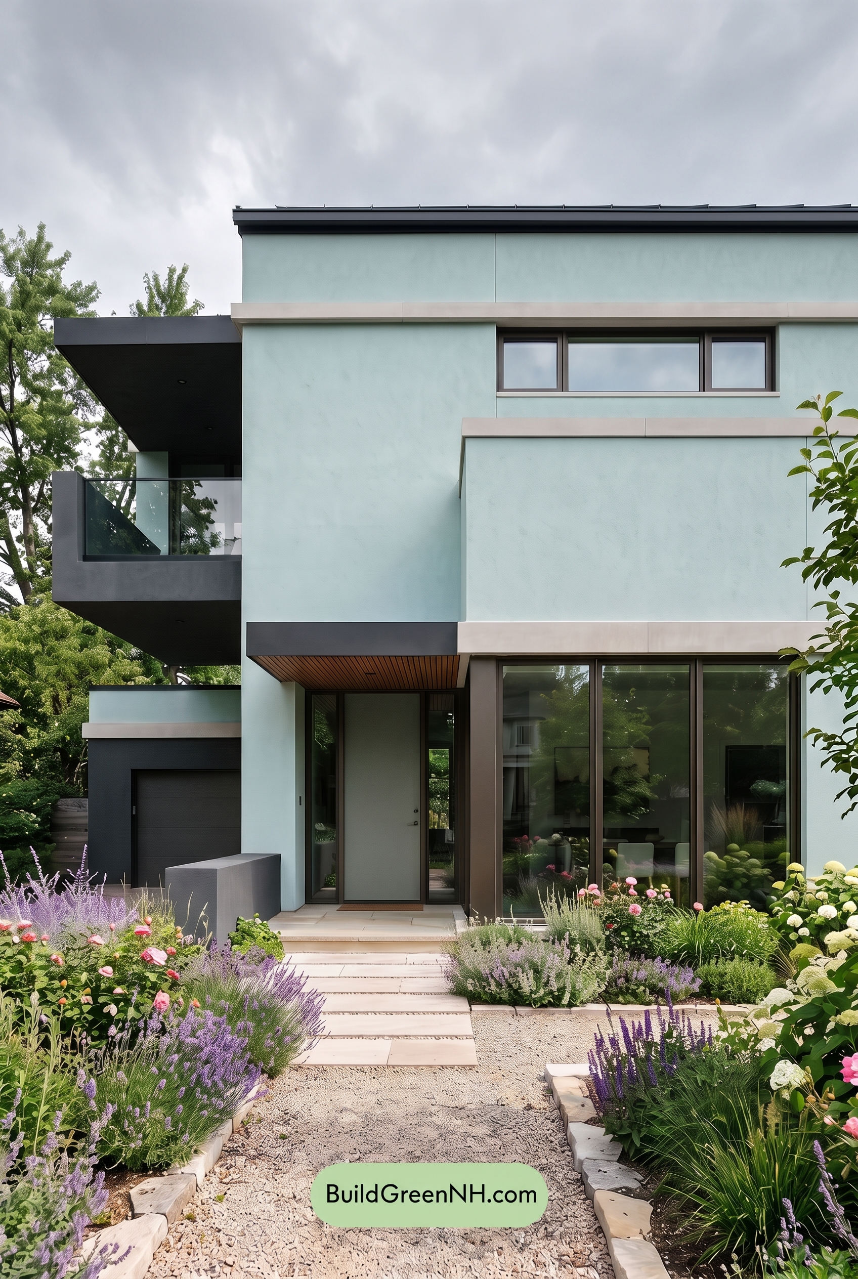Blue Modern Villa Exterior Color Scheme: Aqua Blue Basalt - Overcast