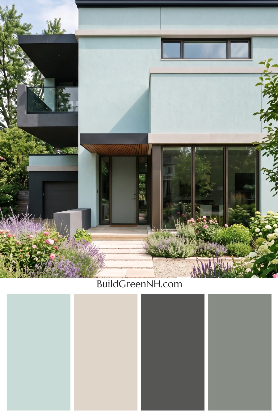Blue Modern Villa Exterior Color Scheme: Aqua Blue Basalt