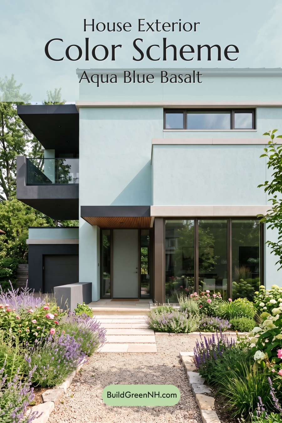 Blue Modern Villa Exterior Color Scheme: Aqua Blue Basalt