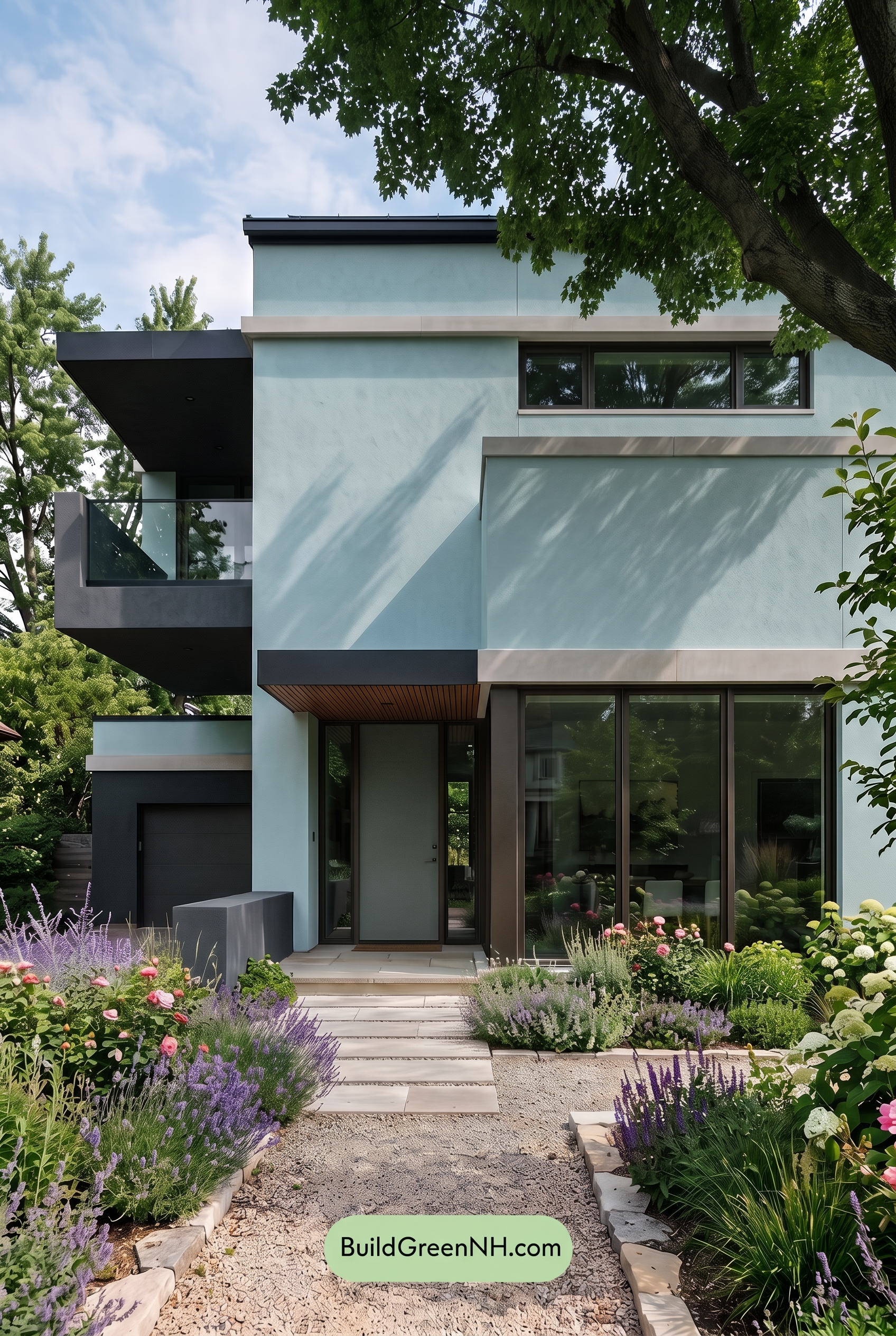 Blue Modern Villa Exterior Color Scheme: Aqua Blue Basalt - Shade