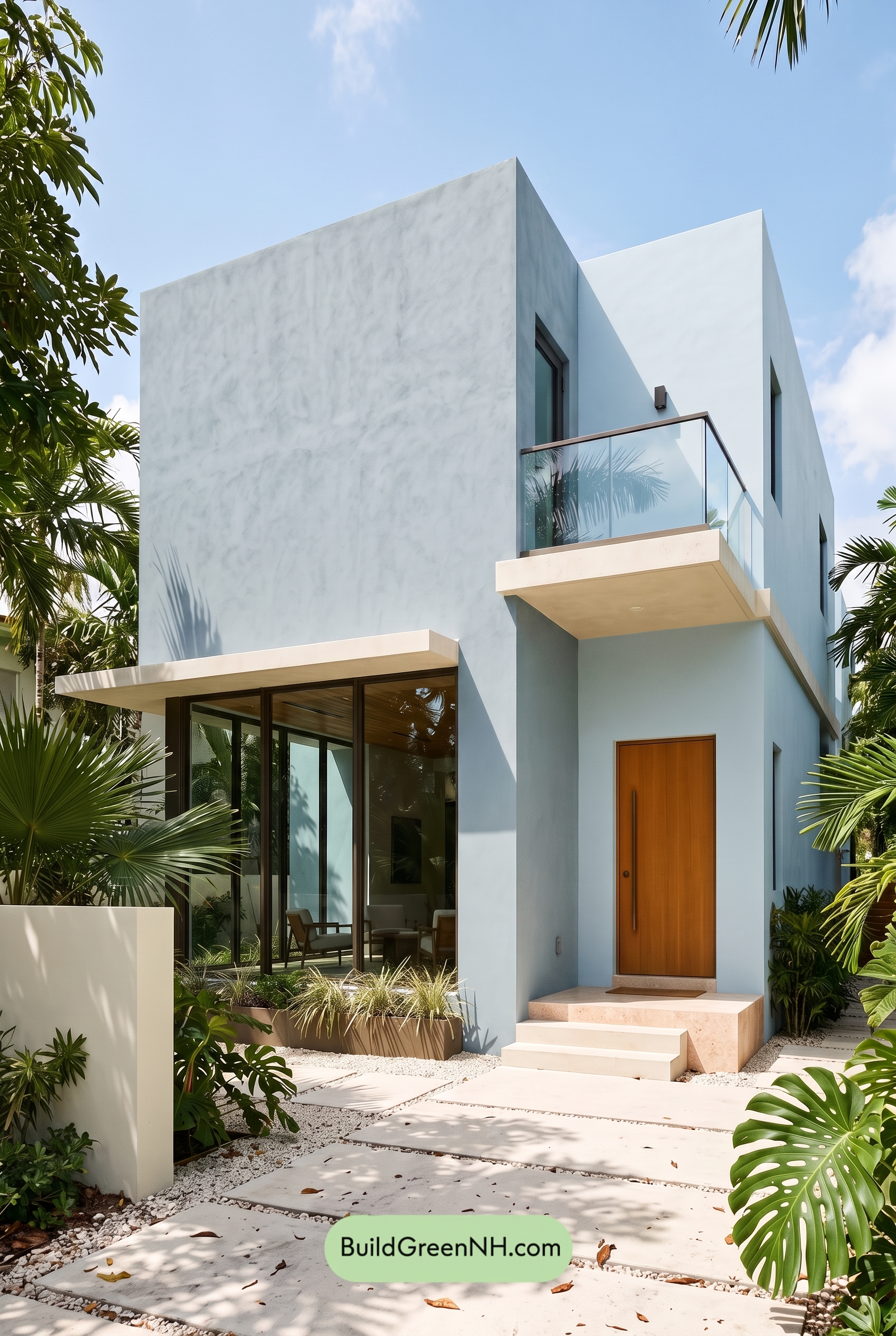 Blue Modern Villa Exterior Color Scheme: Blue Gray Warmth