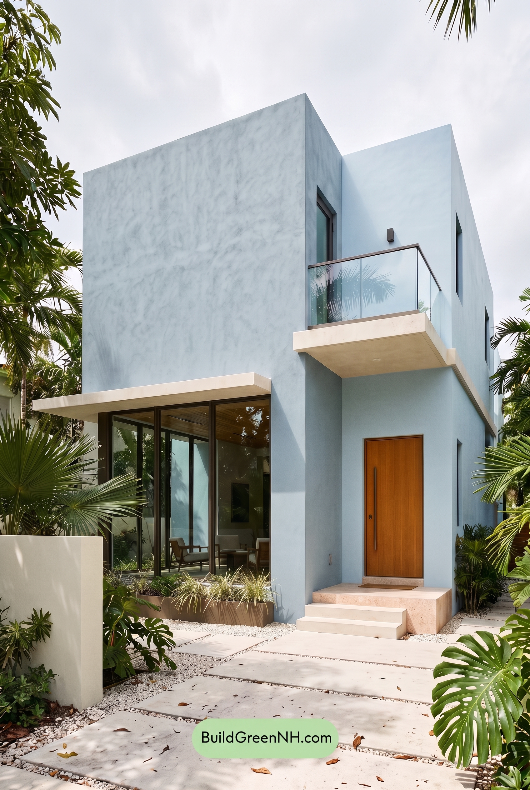 Blue Modern Villa Exterior Color Scheme: Blue Gray Warmth - Overcast