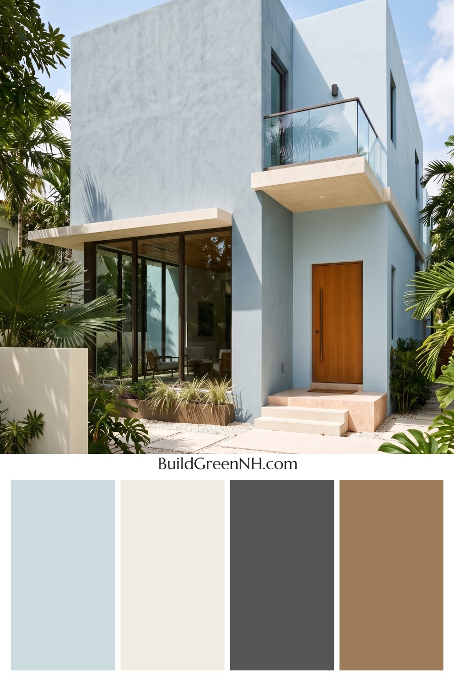 Blue Modern Villa Exterior Color Scheme: Blue Gray Warmth