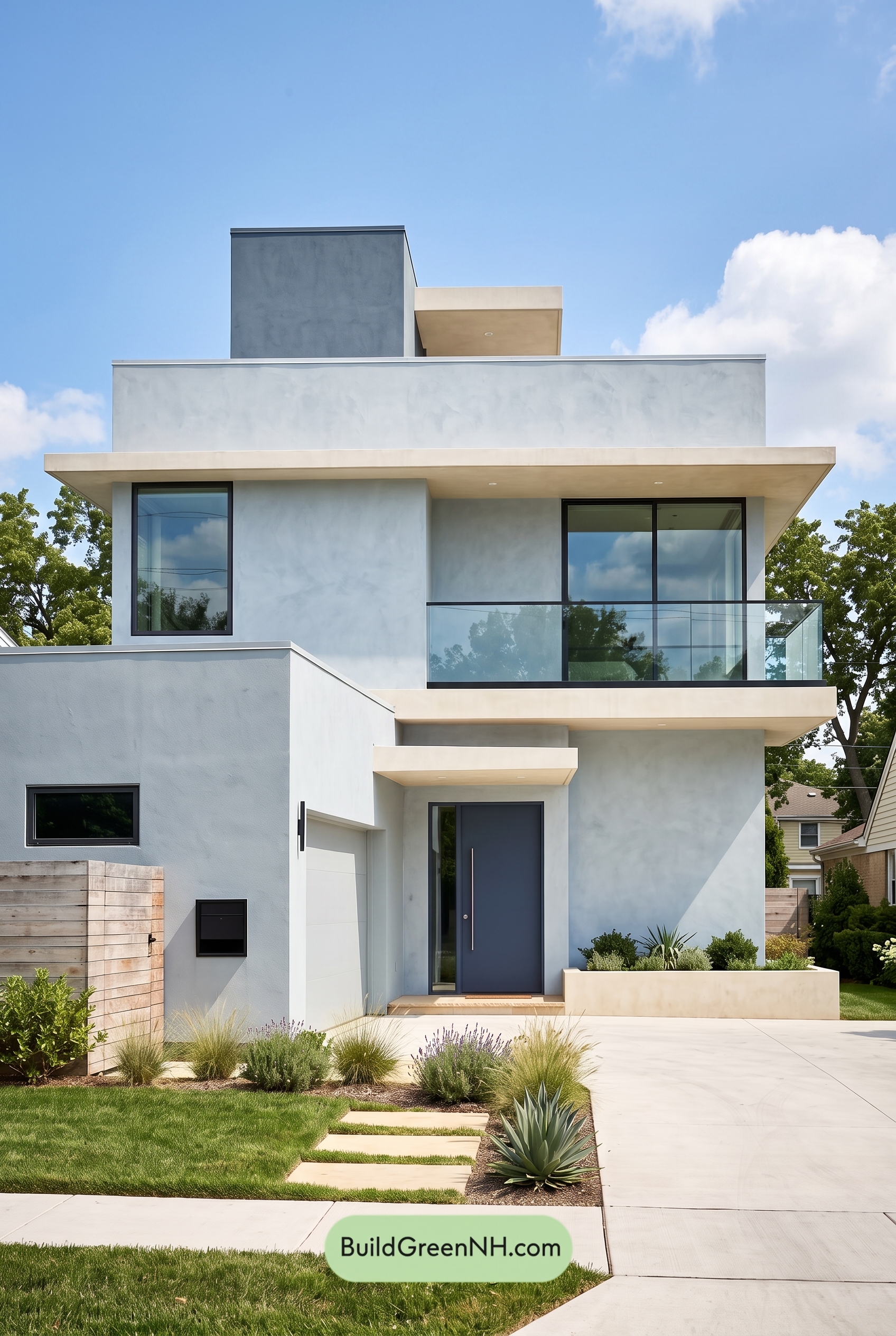 Blue Modern Villa Exterior Color Scheme: Frosted Blue Edge