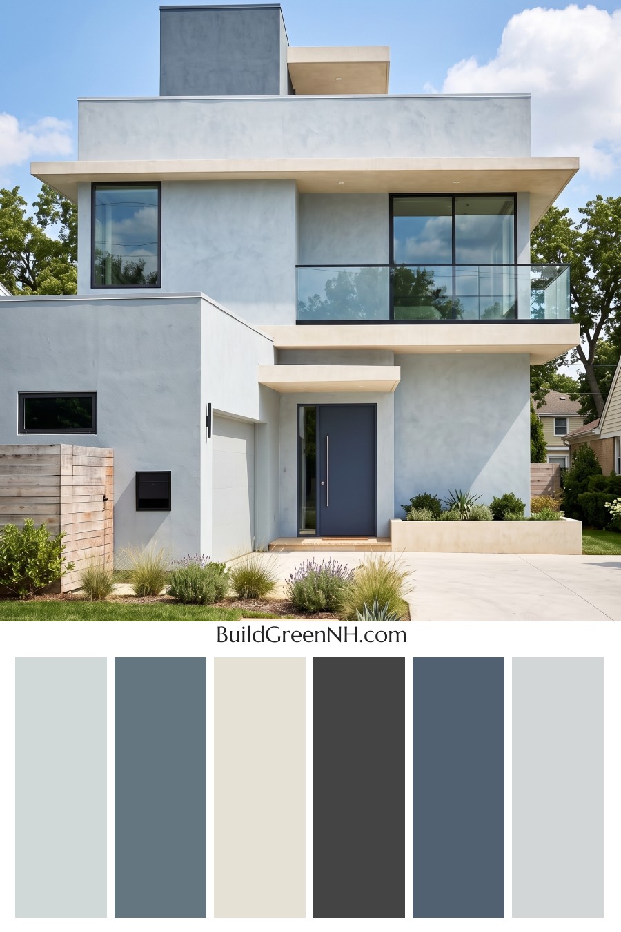Blue Modern Villa Exterior Color Scheme: Frosted Blue Edge