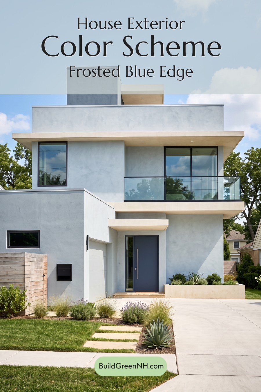 Blue Modern Villa Exterior Color Scheme: Frosted Blue Edge