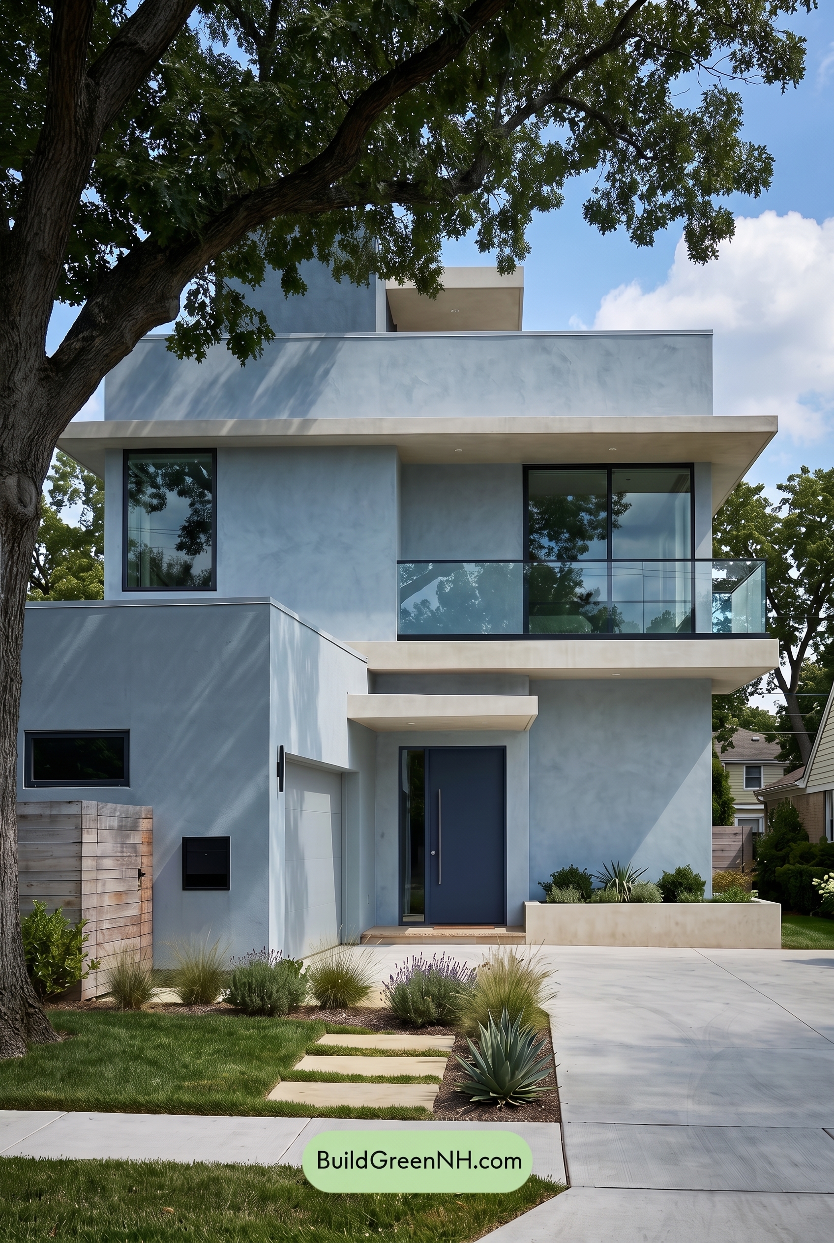 Blue Modern Villa Exterior Color Scheme: Frosted Blue Edge - Shade