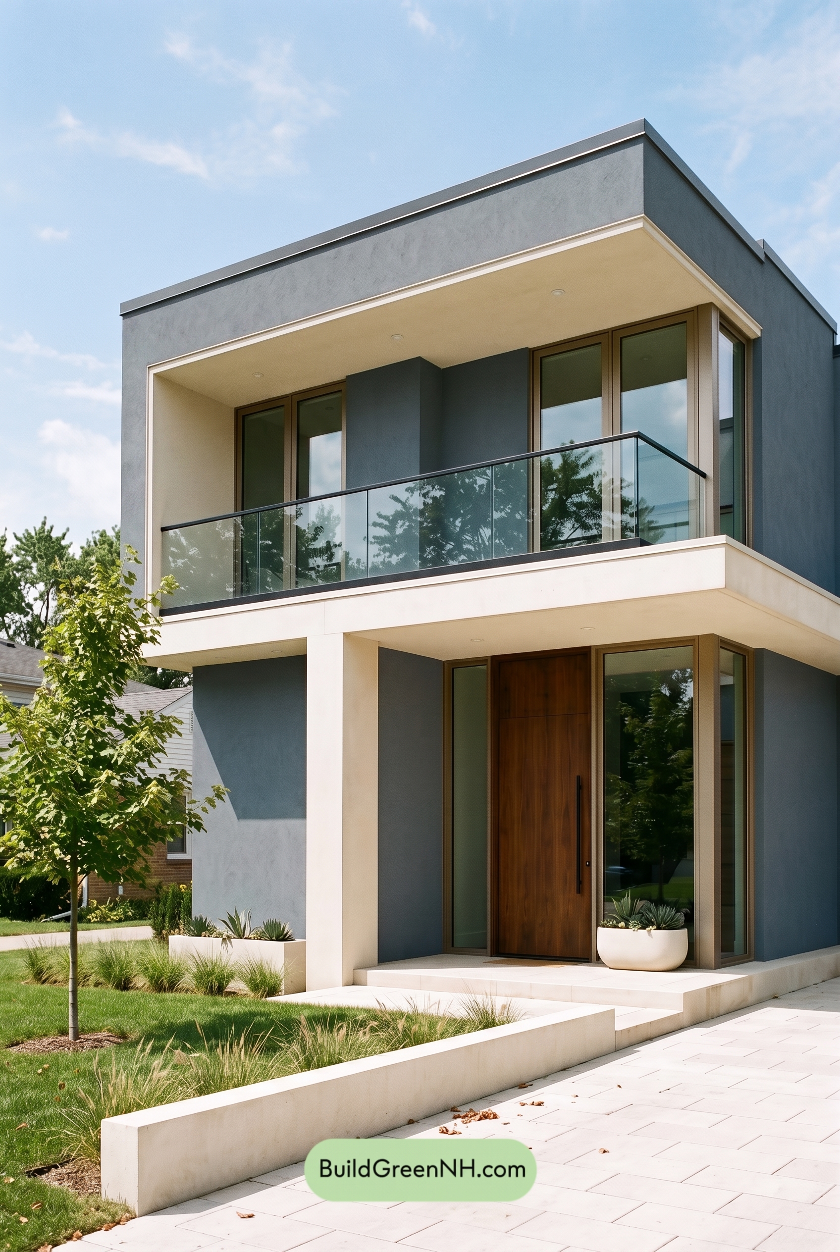 Blue Modern Villa Exterior Color Scheme: Harbor Blue Cream