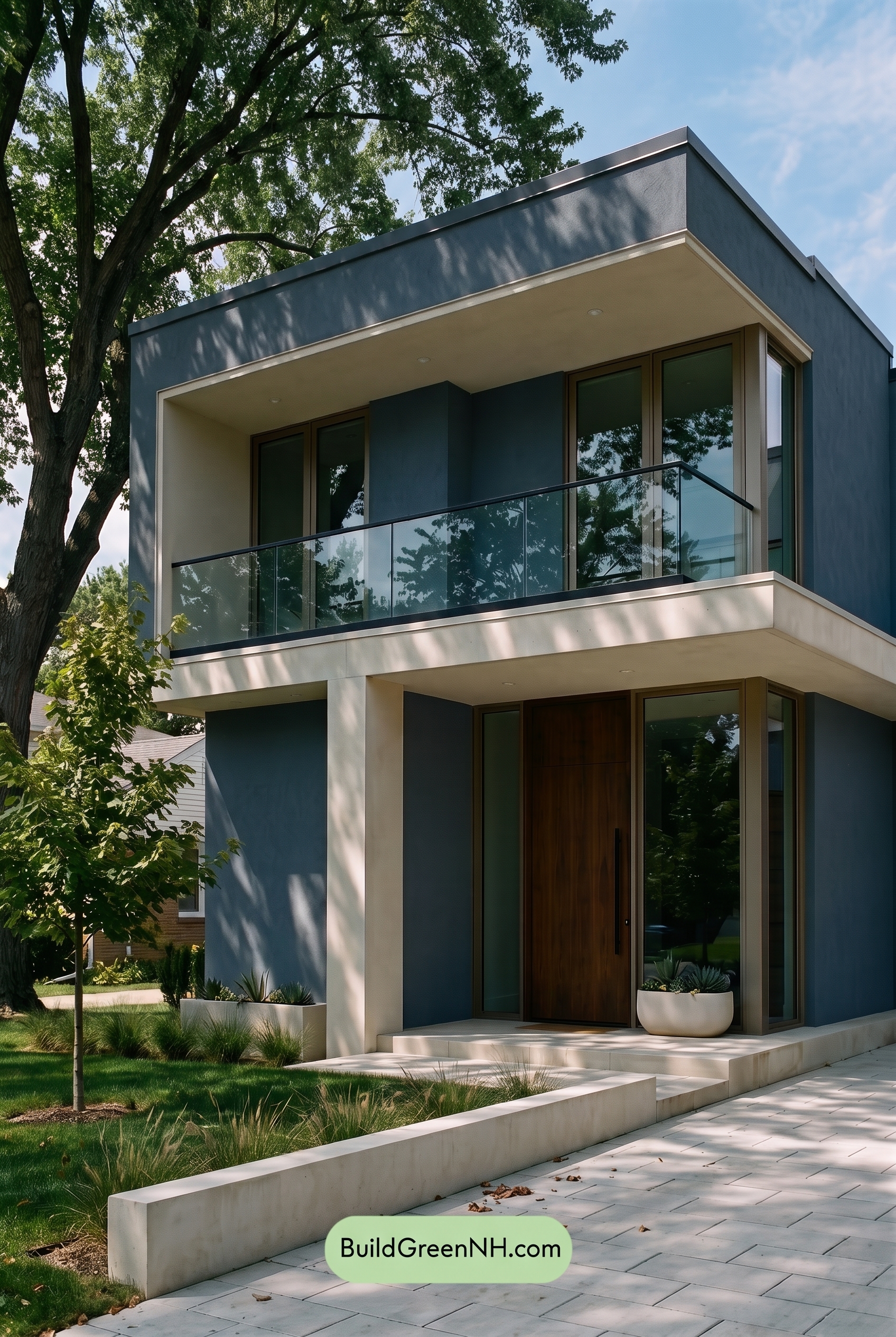 Blue Modern Villa Exterior Color Scheme: Harbor Blue Cream - Shade