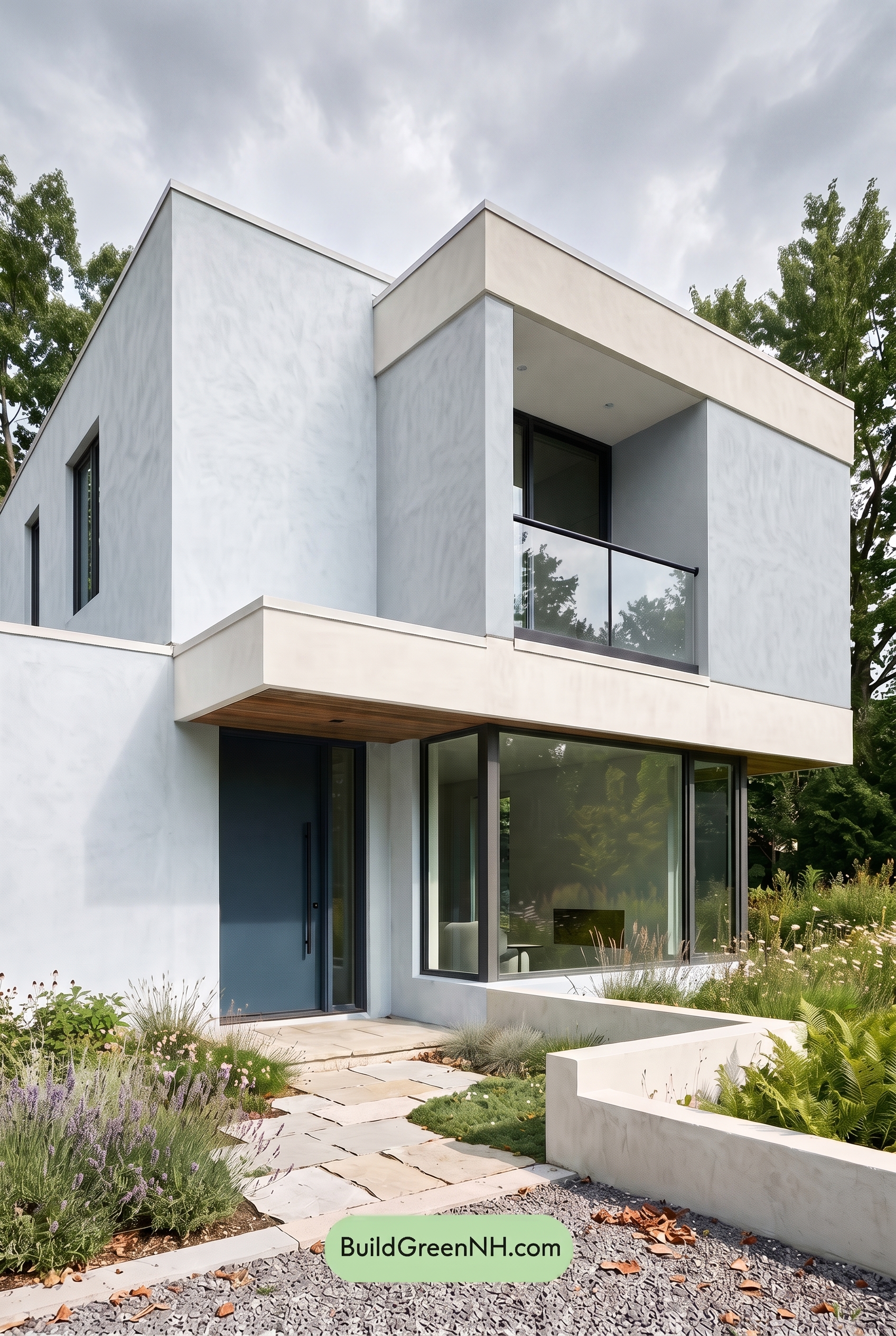 Blue Modern Villa Exterior Color Scheme: Ice Blue Stillness - Overcast