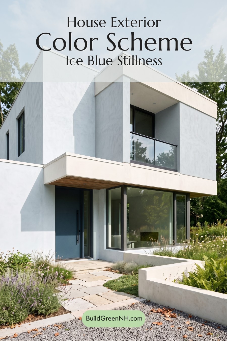 Blue Modern Villa Exterior Color Scheme: Ice Blue Stillness
