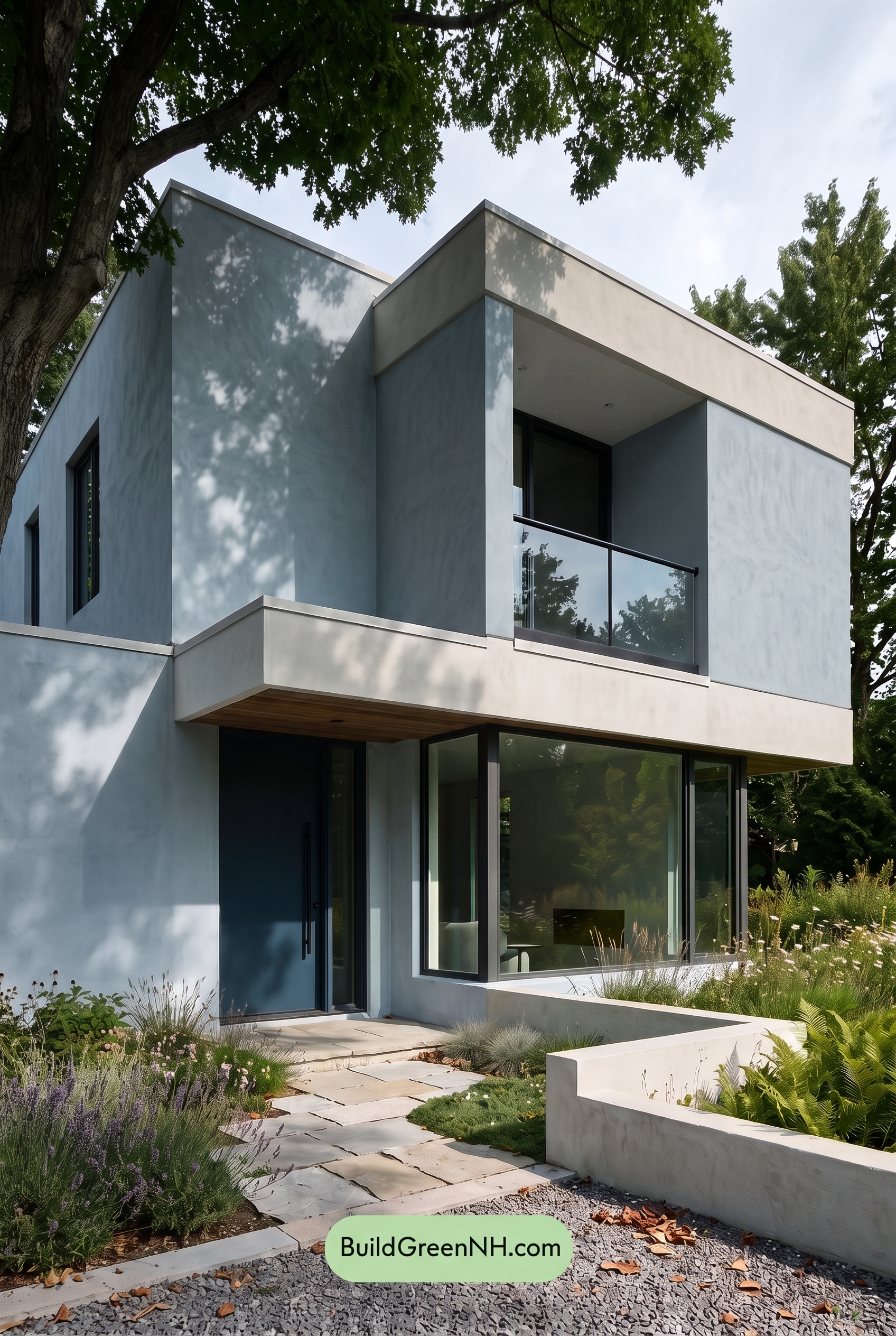 Blue Modern Villa Exterior Color Scheme: Ice Blue Stillness - Shade