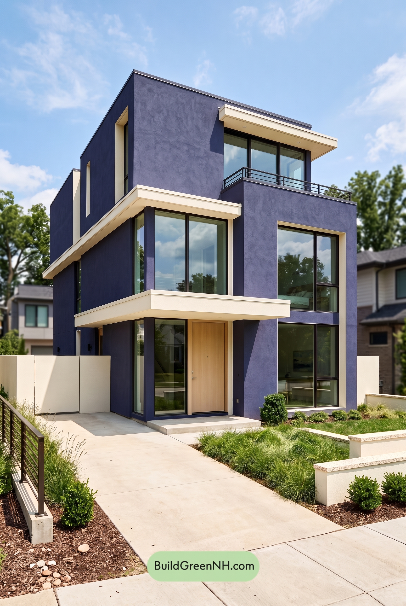 Blue Modern Villa Exterior Color Scheme: Indigo Blue Warmth