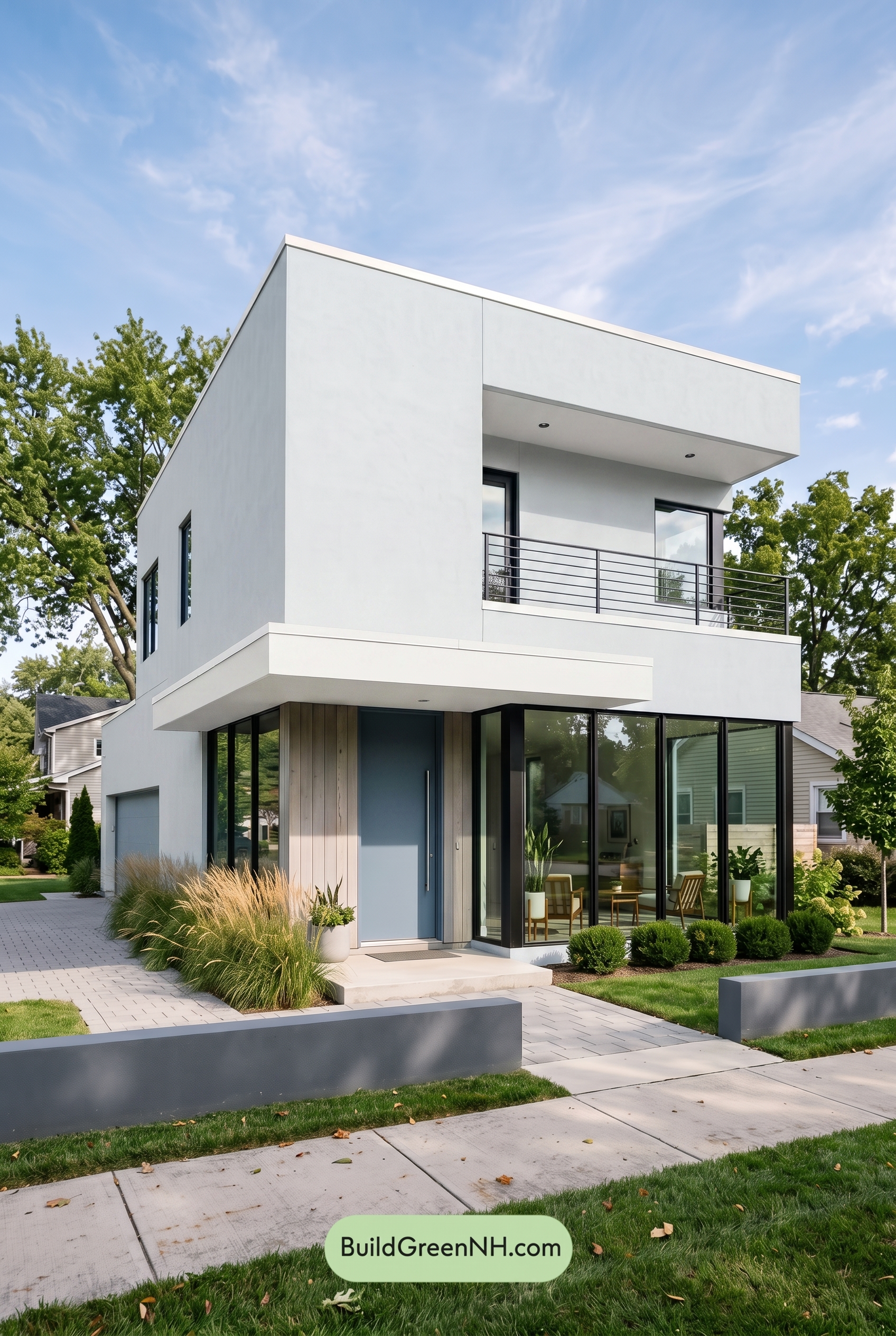Blue Modern Villa Exterior Color Scheme: Pale Blue Graphite