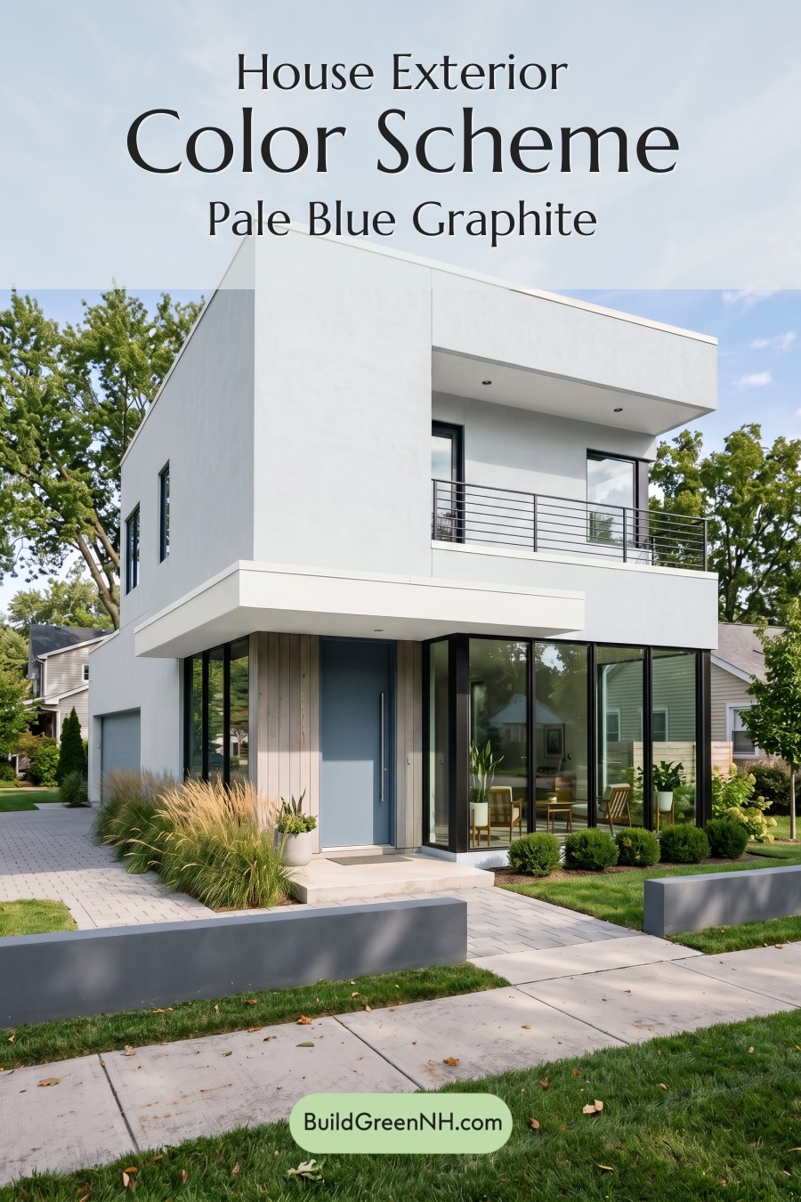 Blue Modern Villa Exterior Color Scheme: Pale Blue Graphite