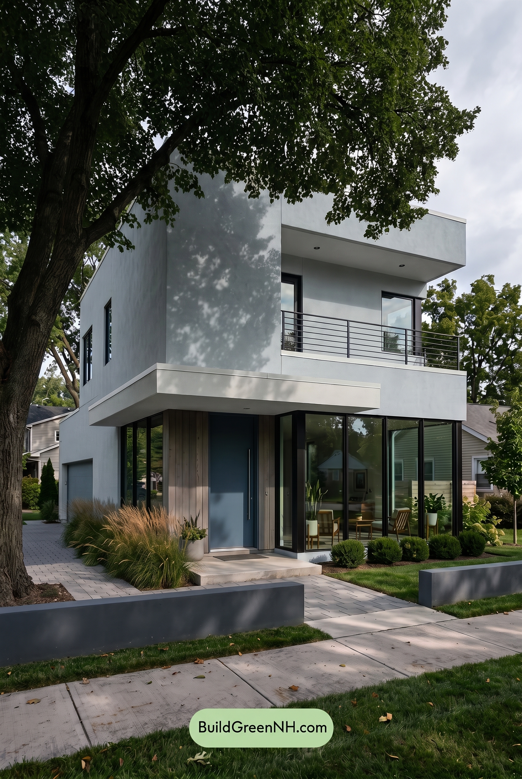Blue Modern Villa Exterior Color Scheme: Pale Blue Graphite - Shade