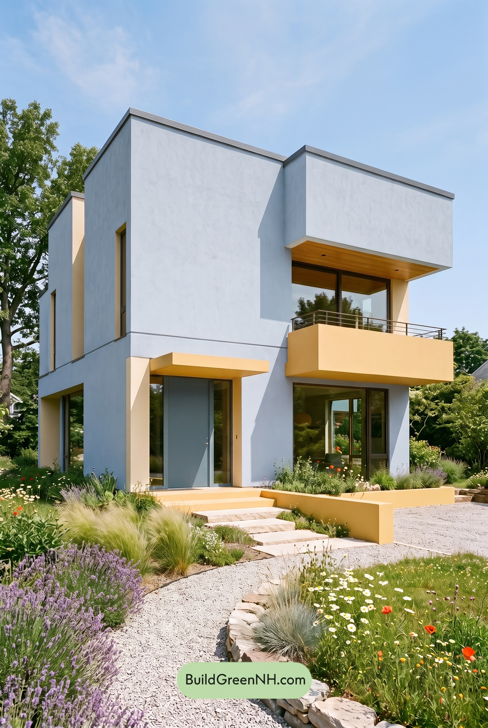 Blue Modern Villa Exterior Color Scheme: Periwinkle Saffron Hush
