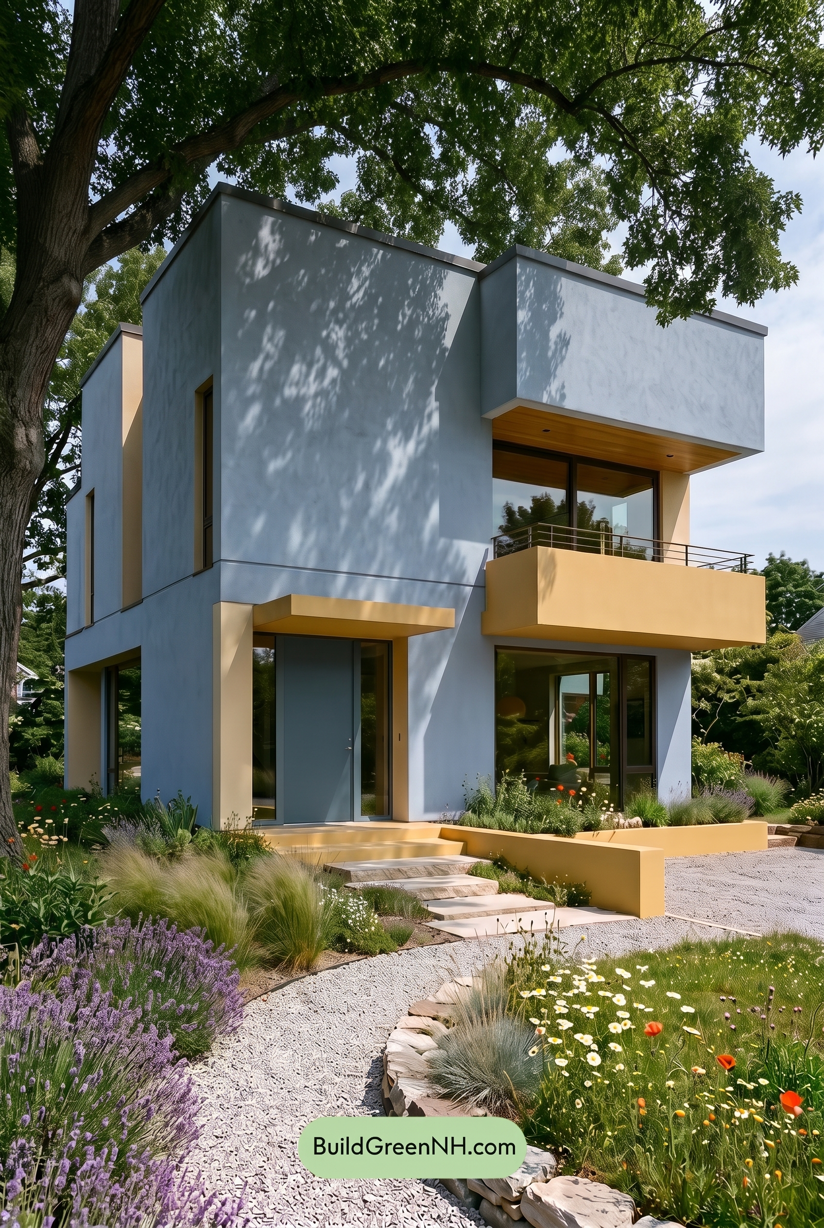 Blue Modern Villa Exterior Color Scheme: Periwinkle Saffron Hush - Shade