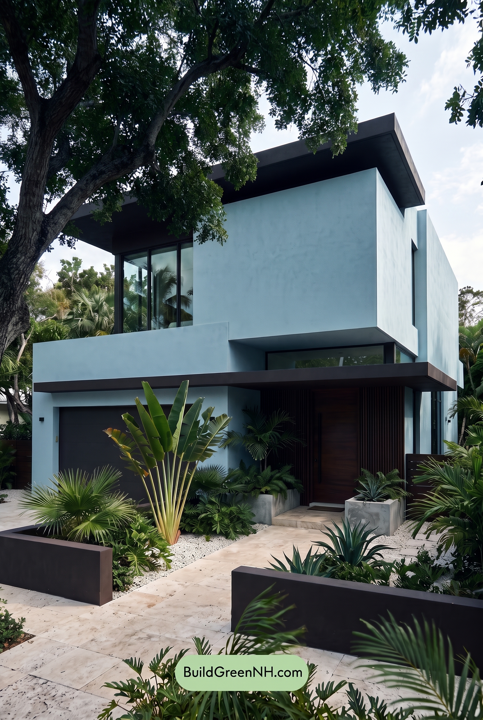 Blue Modern Villa Exterior Color Scheme: Powder Cyan Umber - Shade
