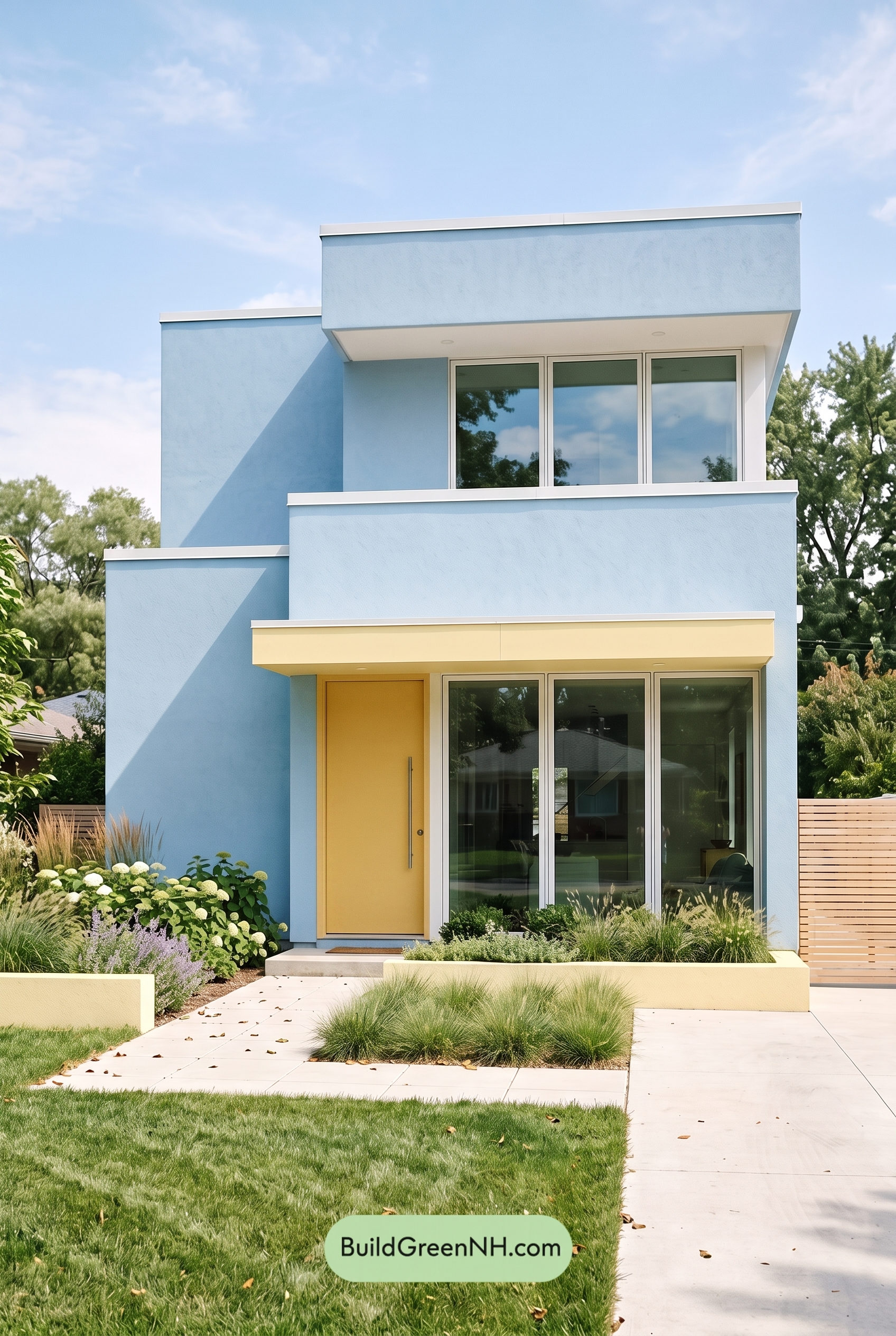 Blue Modern Villa Exterior Color Scheme: Sky Butterline Calm