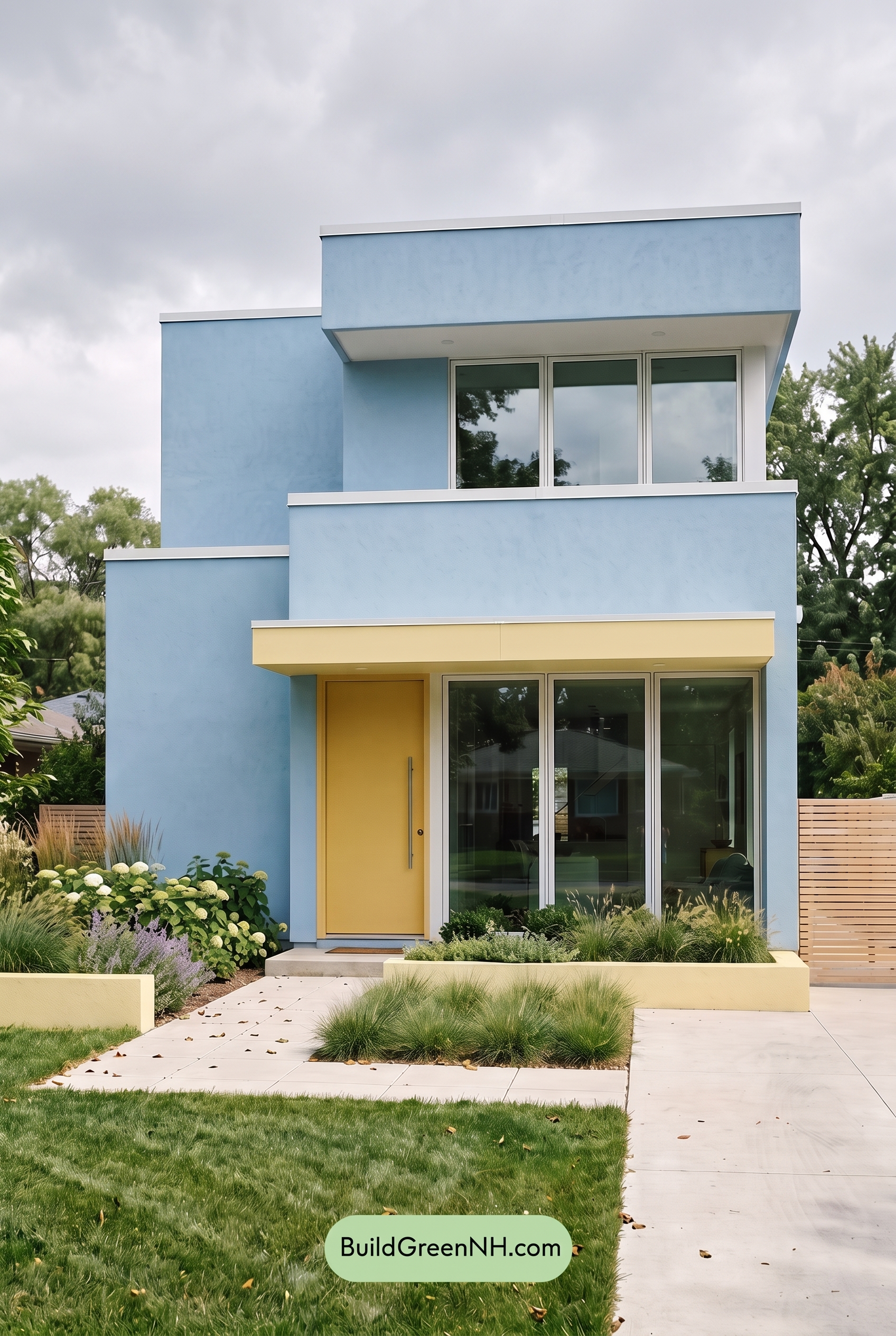 Blue Modern Villa Exterior Color Scheme: Sky Butterline Calm - Overcast