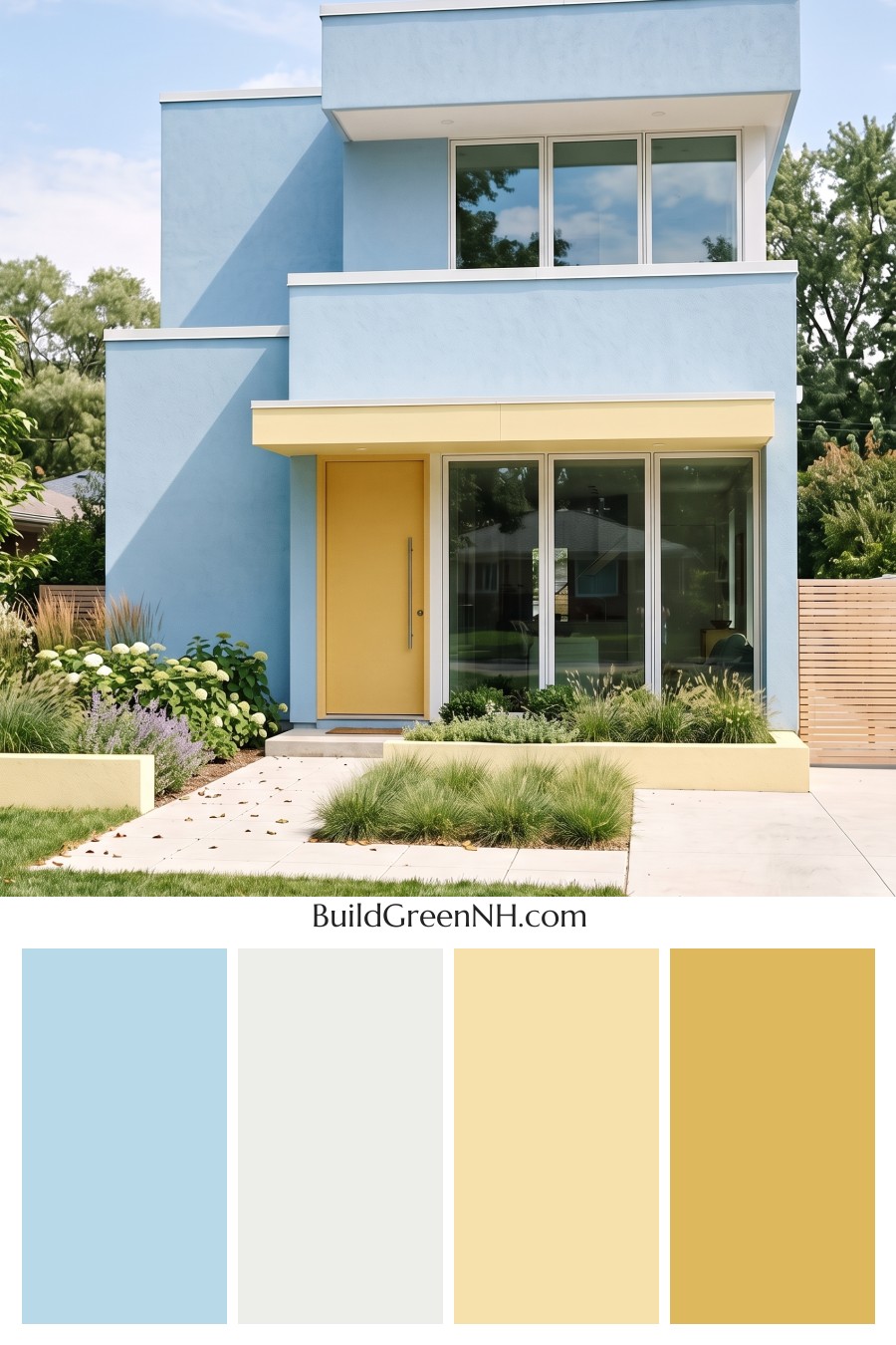 Blue Modern Villa Exterior Color Scheme: Sky Butterline Calm
