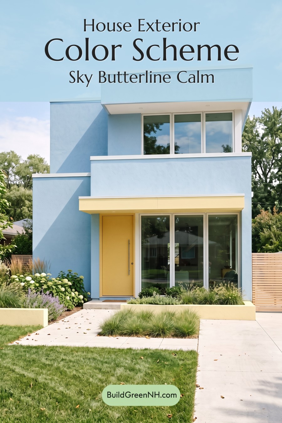 Blue Modern Villa Exterior Color Scheme: Sky Butterline Calm