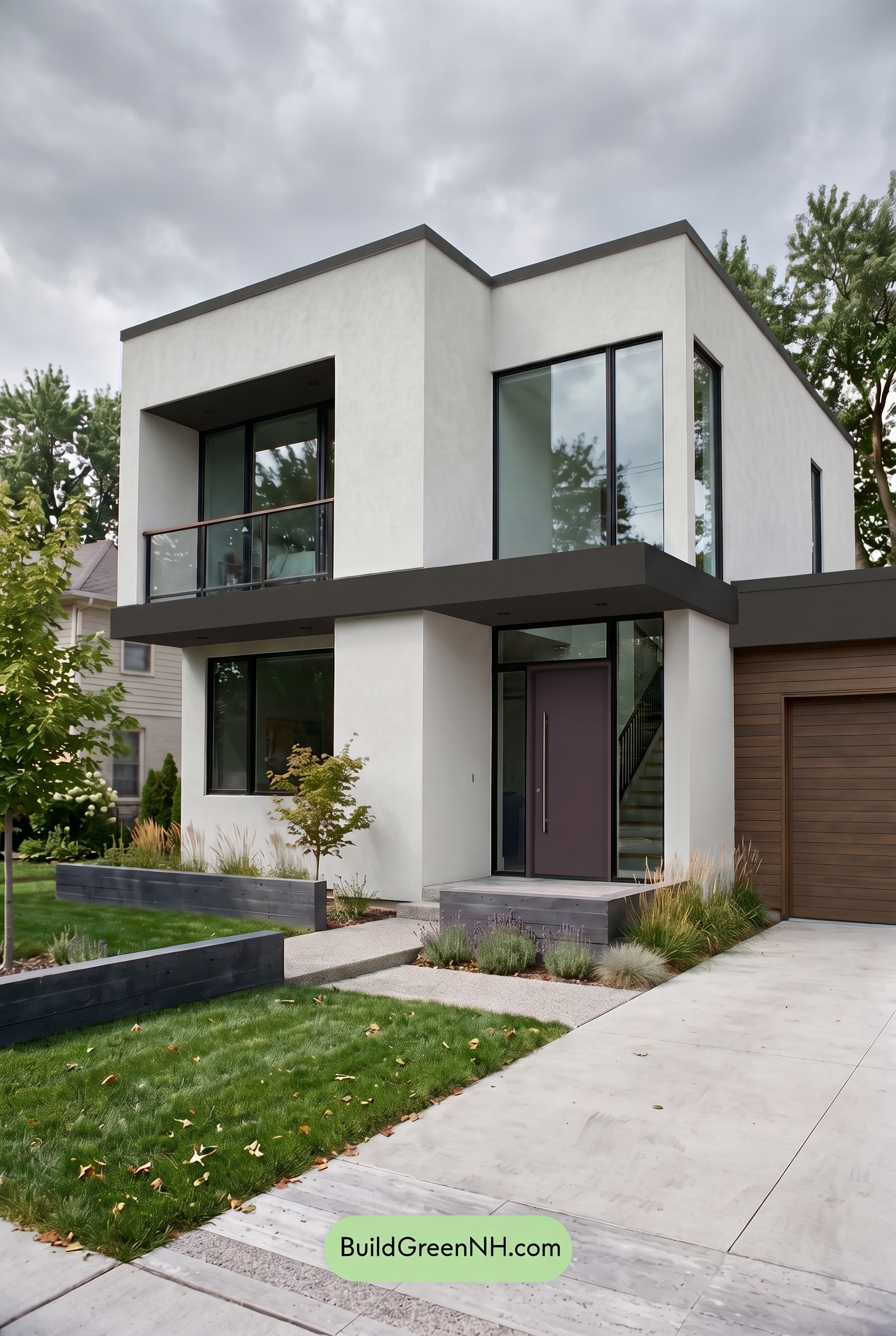 Blue Modern Villa Exterior Color Scheme: Soft Blue Iron - Overcast