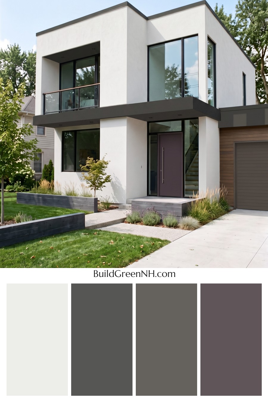 Blue Modern Villa Exterior Color Scheme: Soft Blue Iron