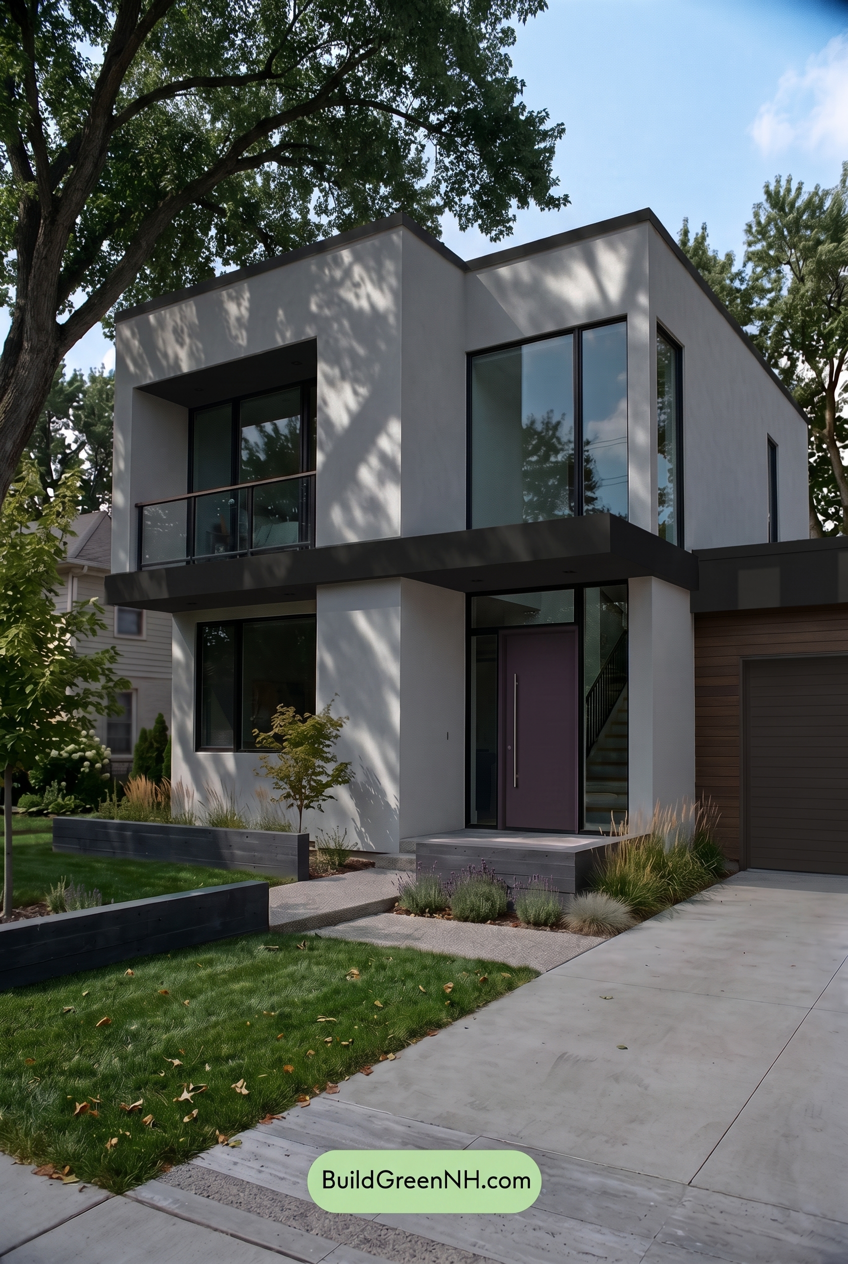 Blue Modern Villa Exterior Color Scheme: Soft Blue Iron - Shade