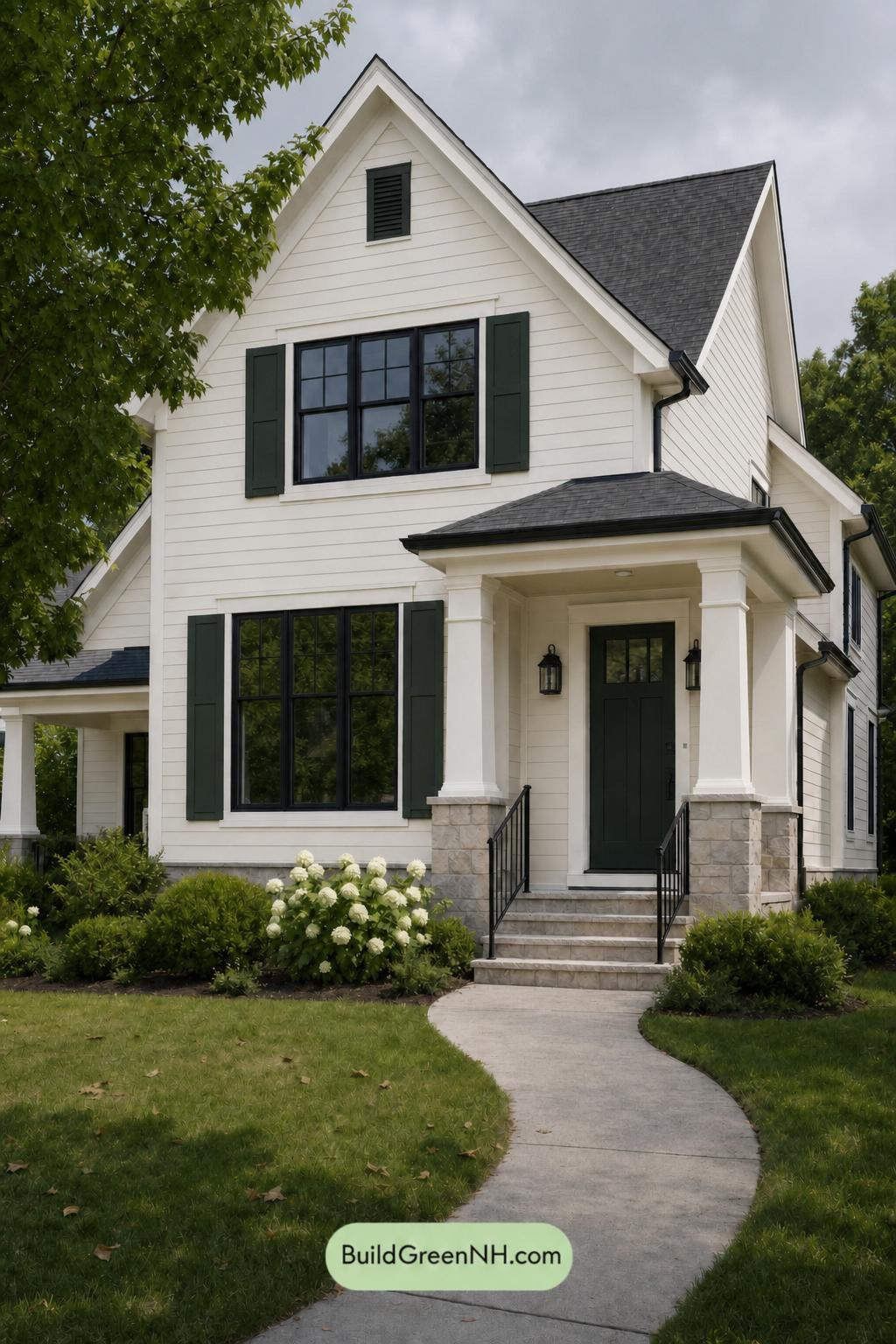 Cream Color House Exterior Paint Scheme: Biscuit Meridian - Overcast
