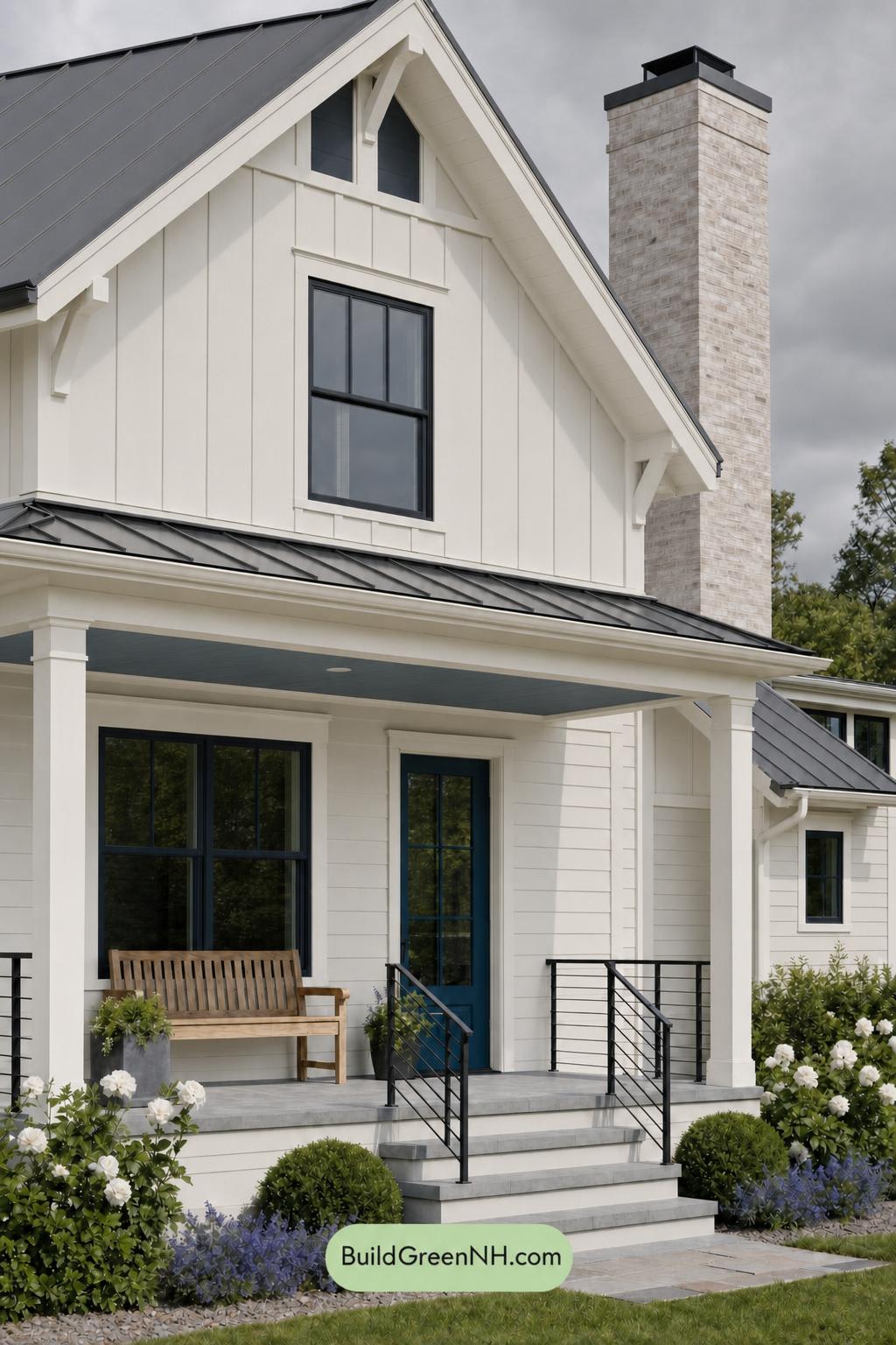 Cream Color House Exterior Paint Scheme: Chiffon Cobalt - Overcast