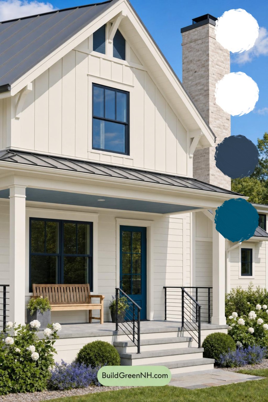 Cream Color House Exterior Paint Scheme: Chiffon Cobalt