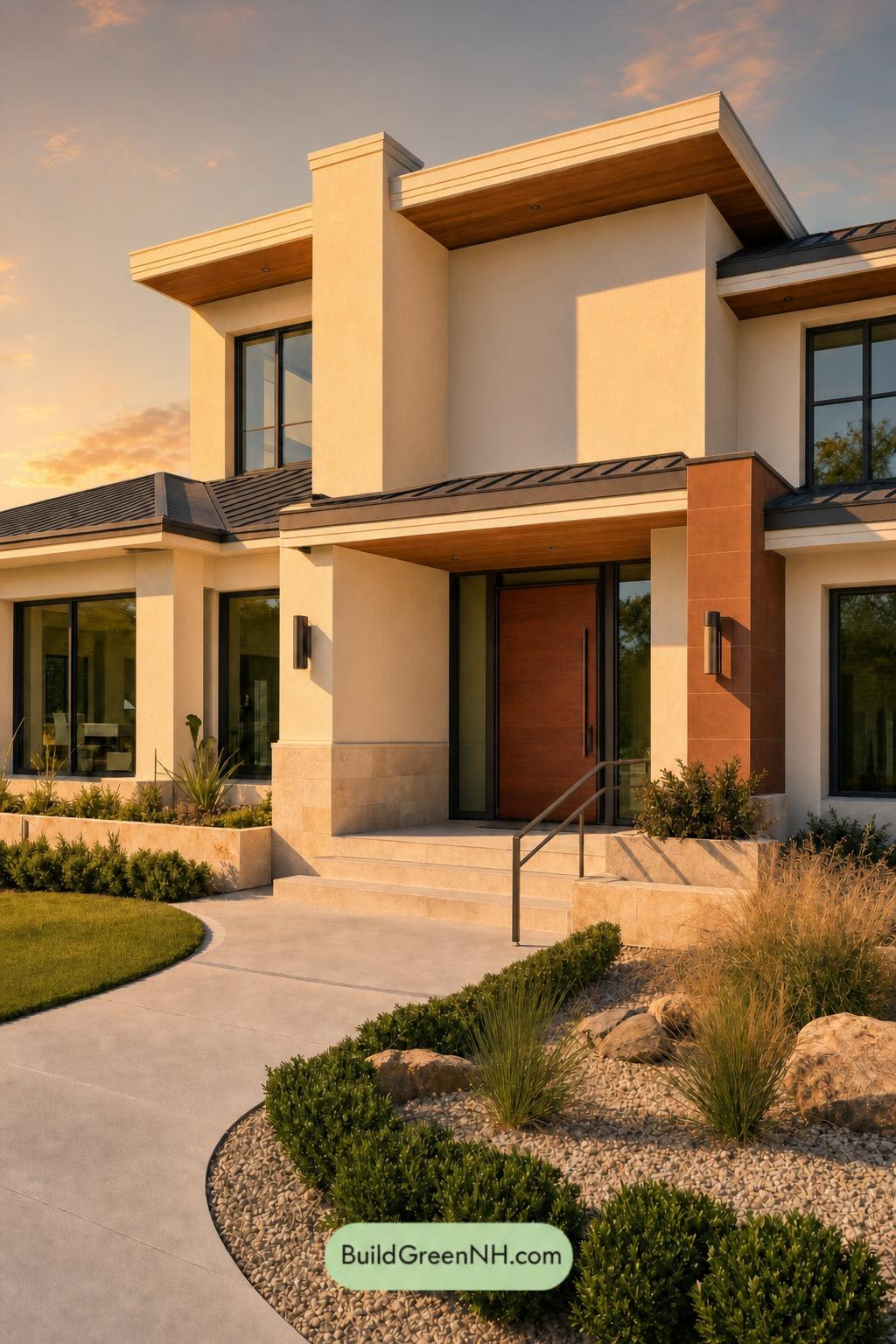Cream Color House Exterior Paint Scheme: Citrine Passage - Golden Hour