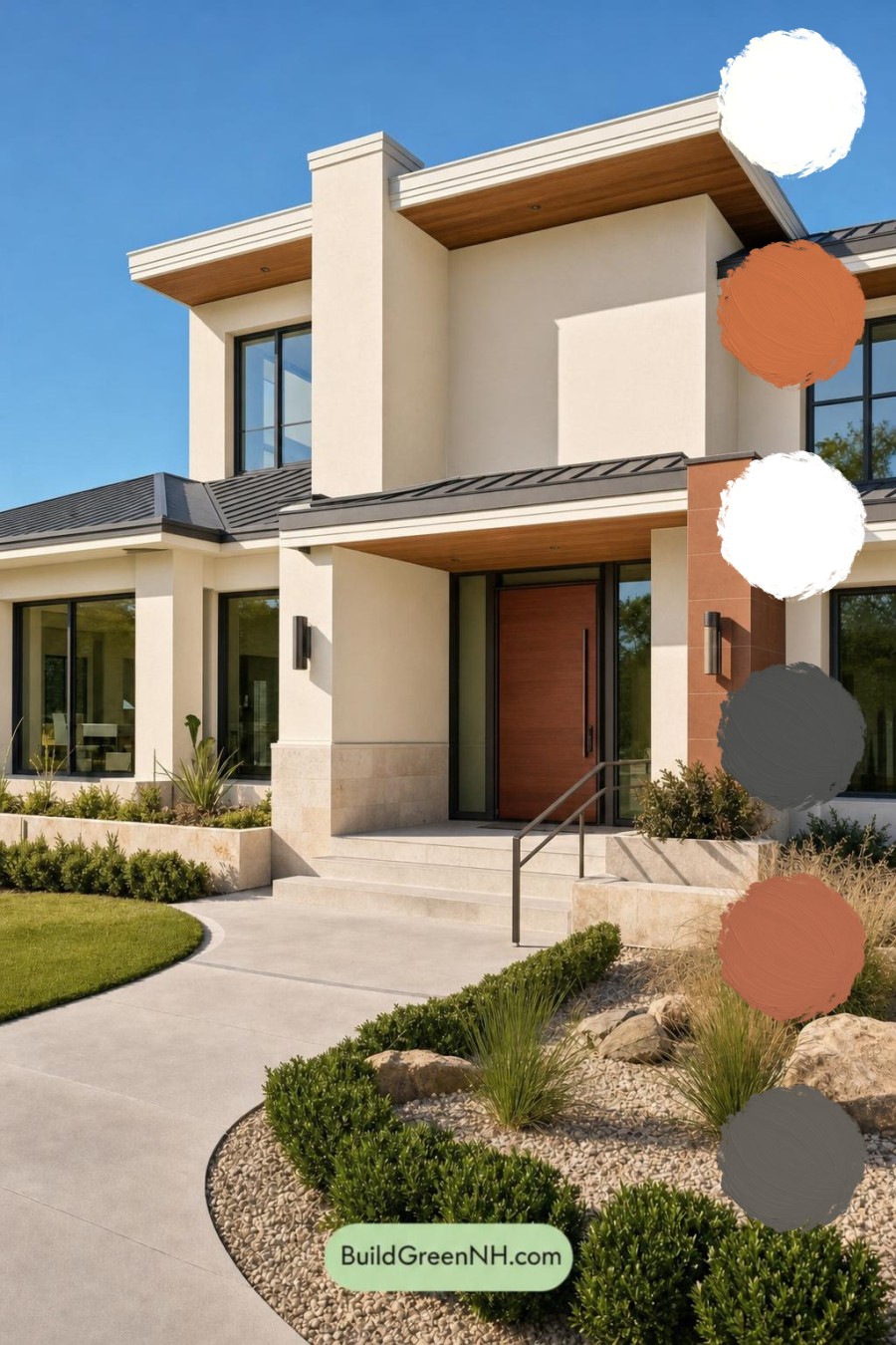 Cream Color House Exterior Paint Scheme: Citrine Passage