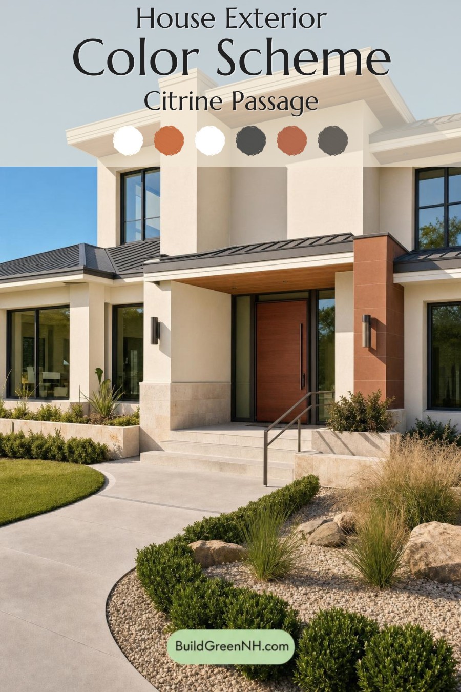 Cream Color House Exterior Paint Scheme: Citrine Passage