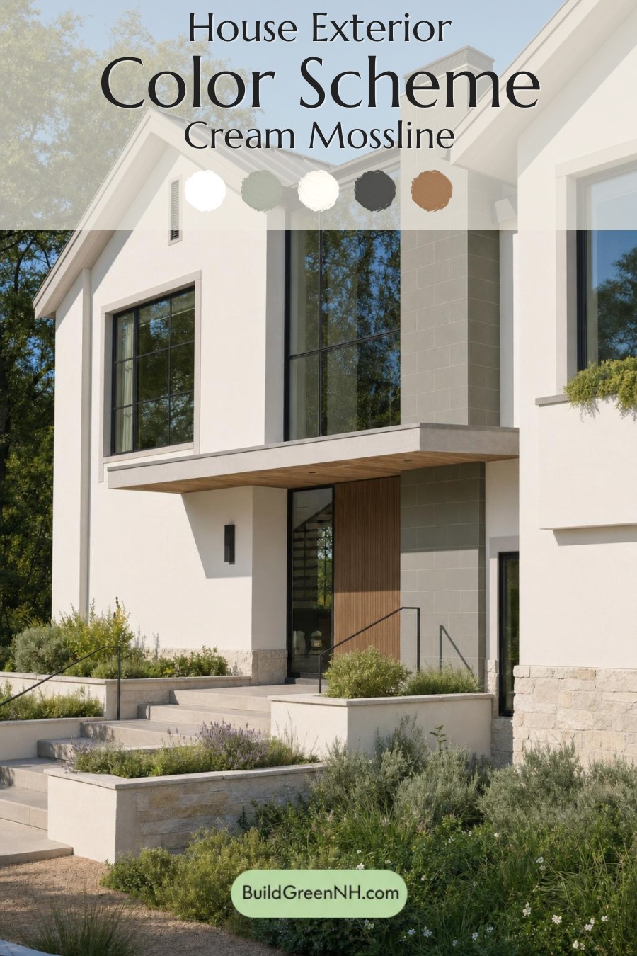 Cream Color House Exterior Paint Scheme: Cream Mossline