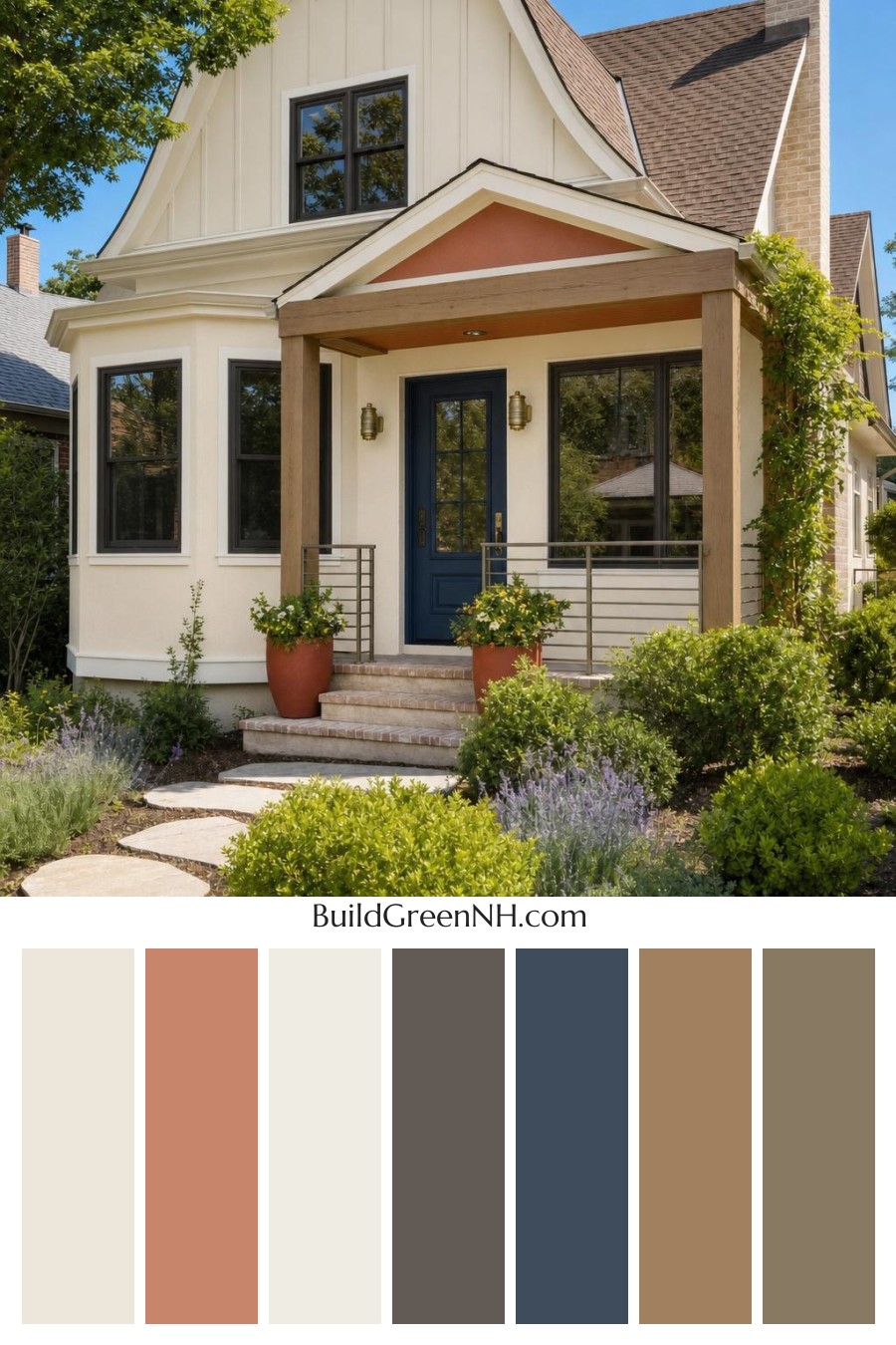 Cream Color House Exterior Paint Scheme: Custard Stillwater