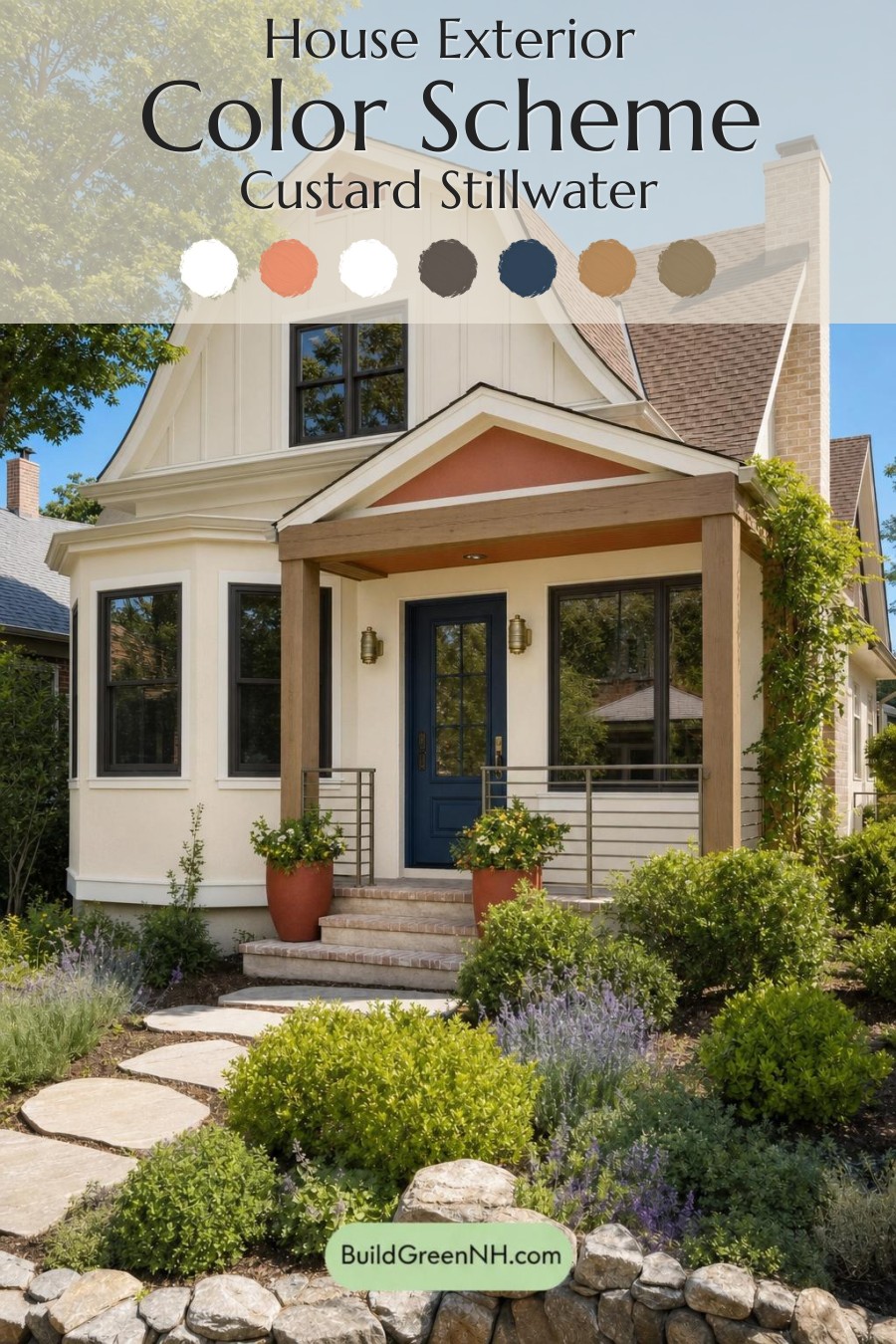 Cream Color House Exterior Paint Scheme: Custard Stillwater