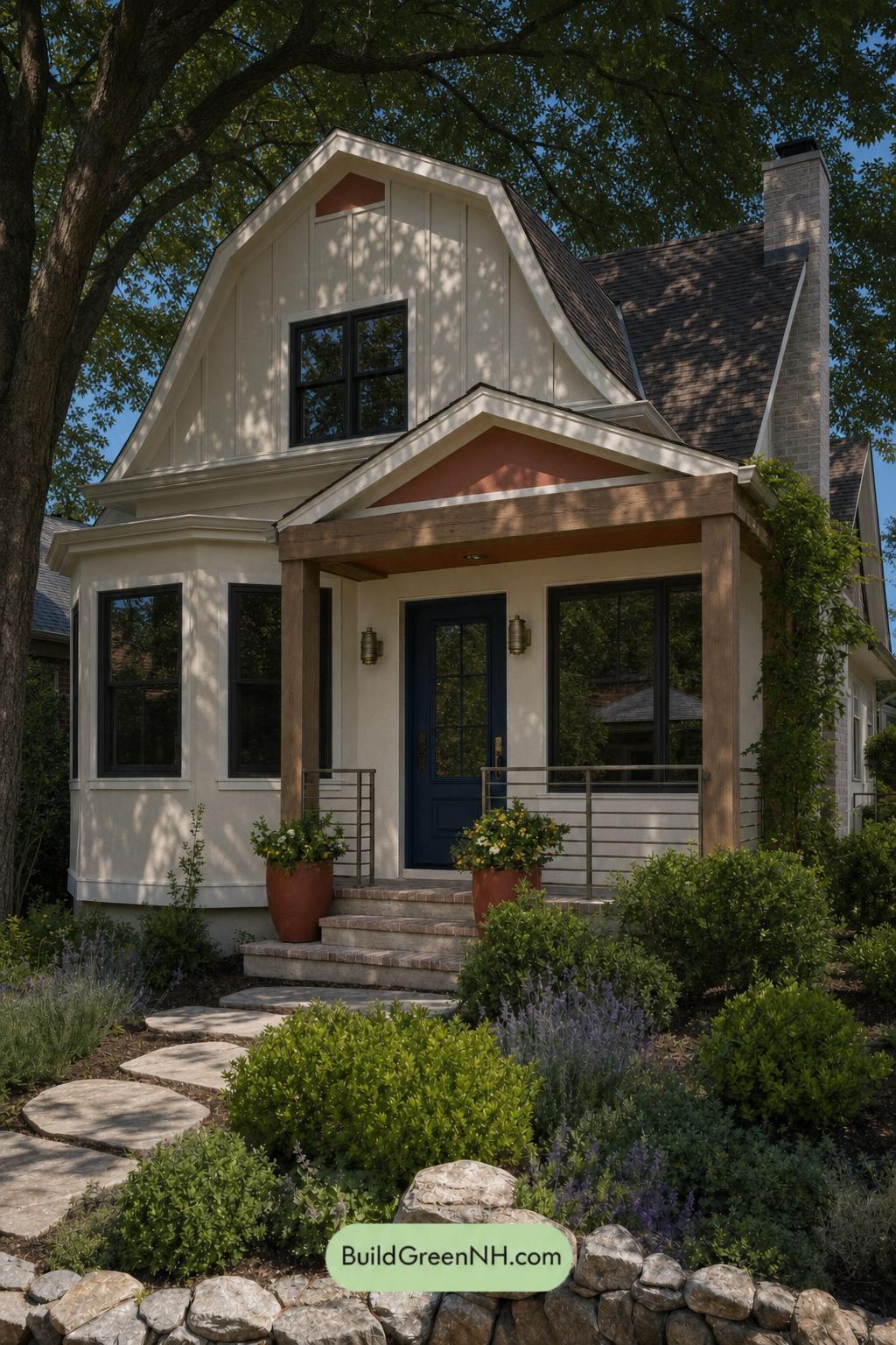 Cream Color House Exterior Paint Scheme: Custard Stillwater - Shade