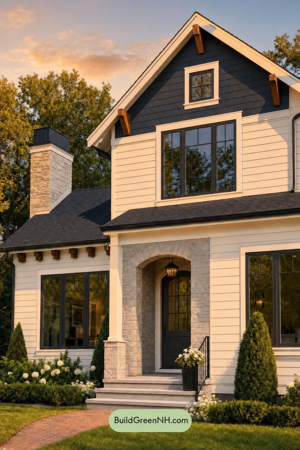 Cream Color House Exterior Paint Scheme: Ecru Nightfall - Golden Hour