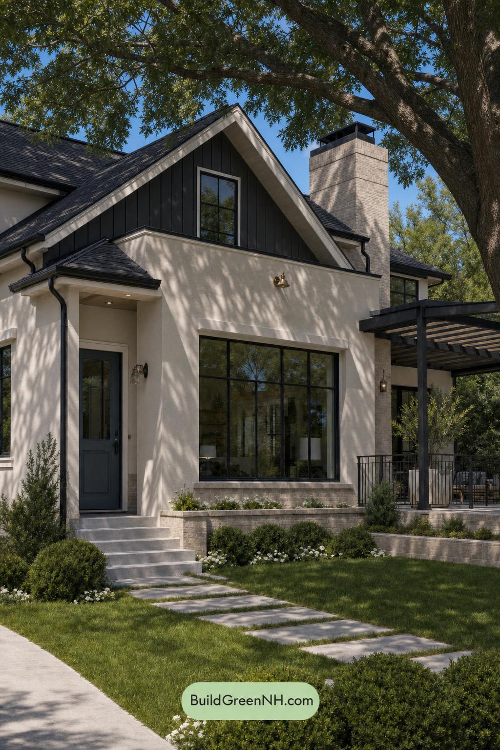 Cream Color House Exterior Paint Scheme: Harbor Lantern - Shade