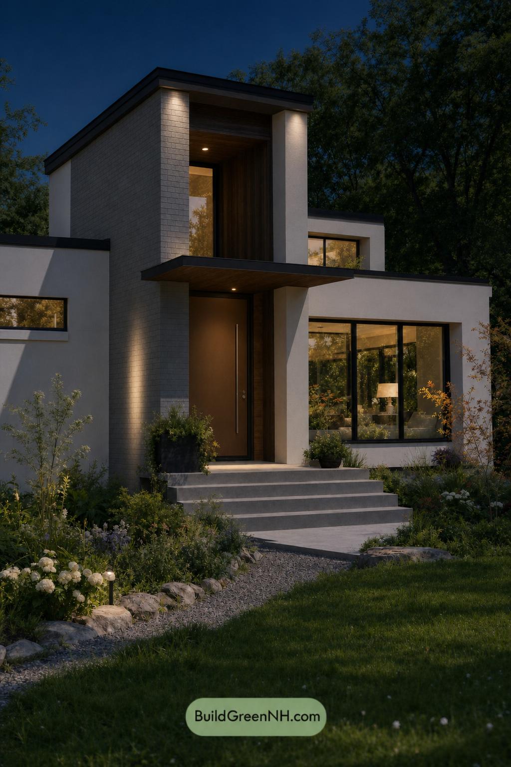Cream Color House Exterior Paint Scheme: Rosewood Quiet - Nighttime