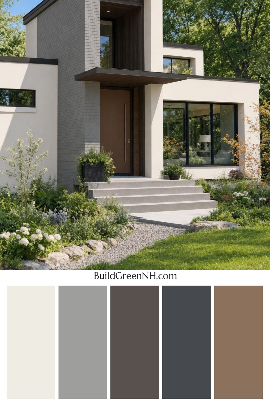 Cream Color House Exterior Paint Scheme: Rosewood Quiet