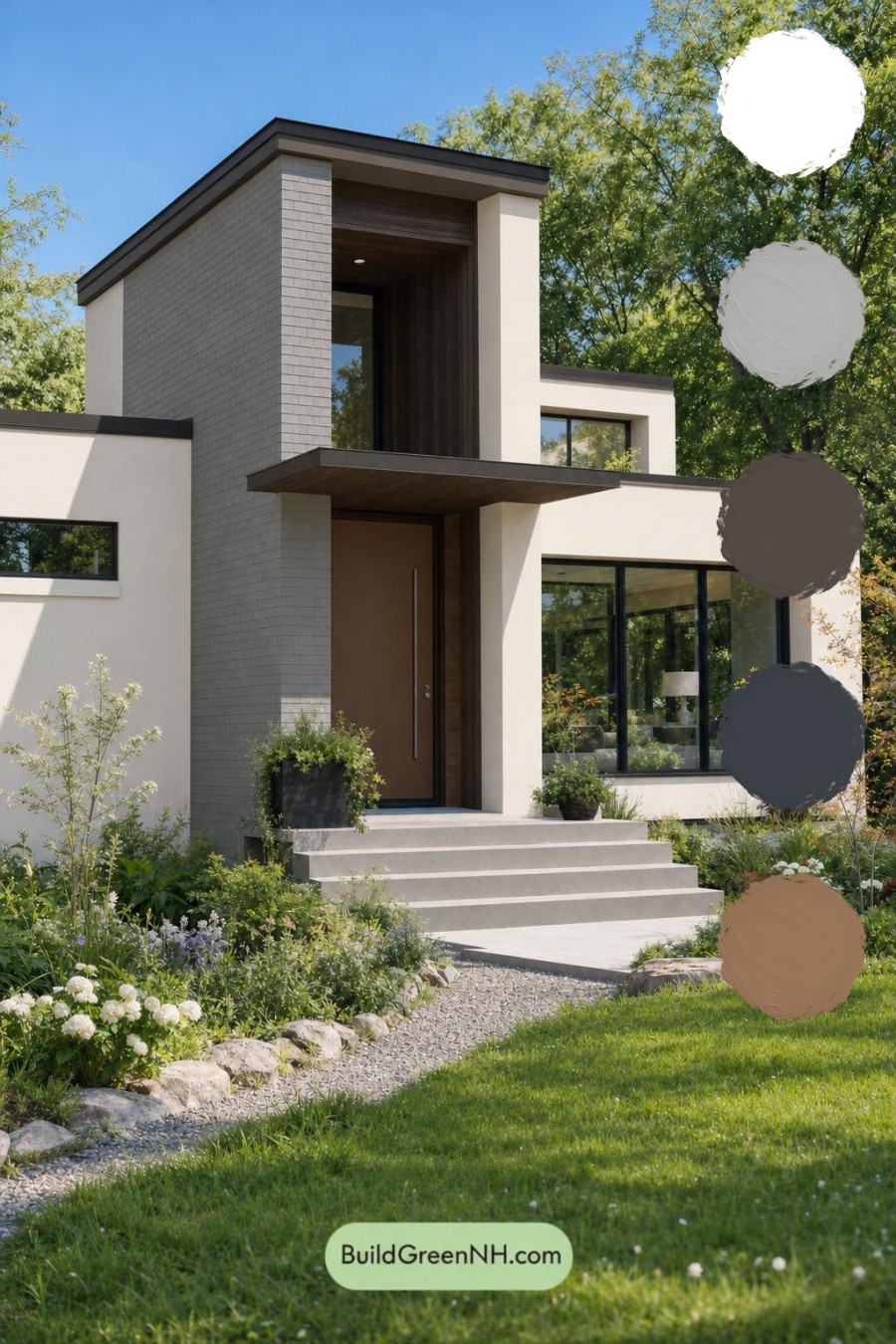 Cream Color House Exterior Paint Scheme: Rosewood Quiet