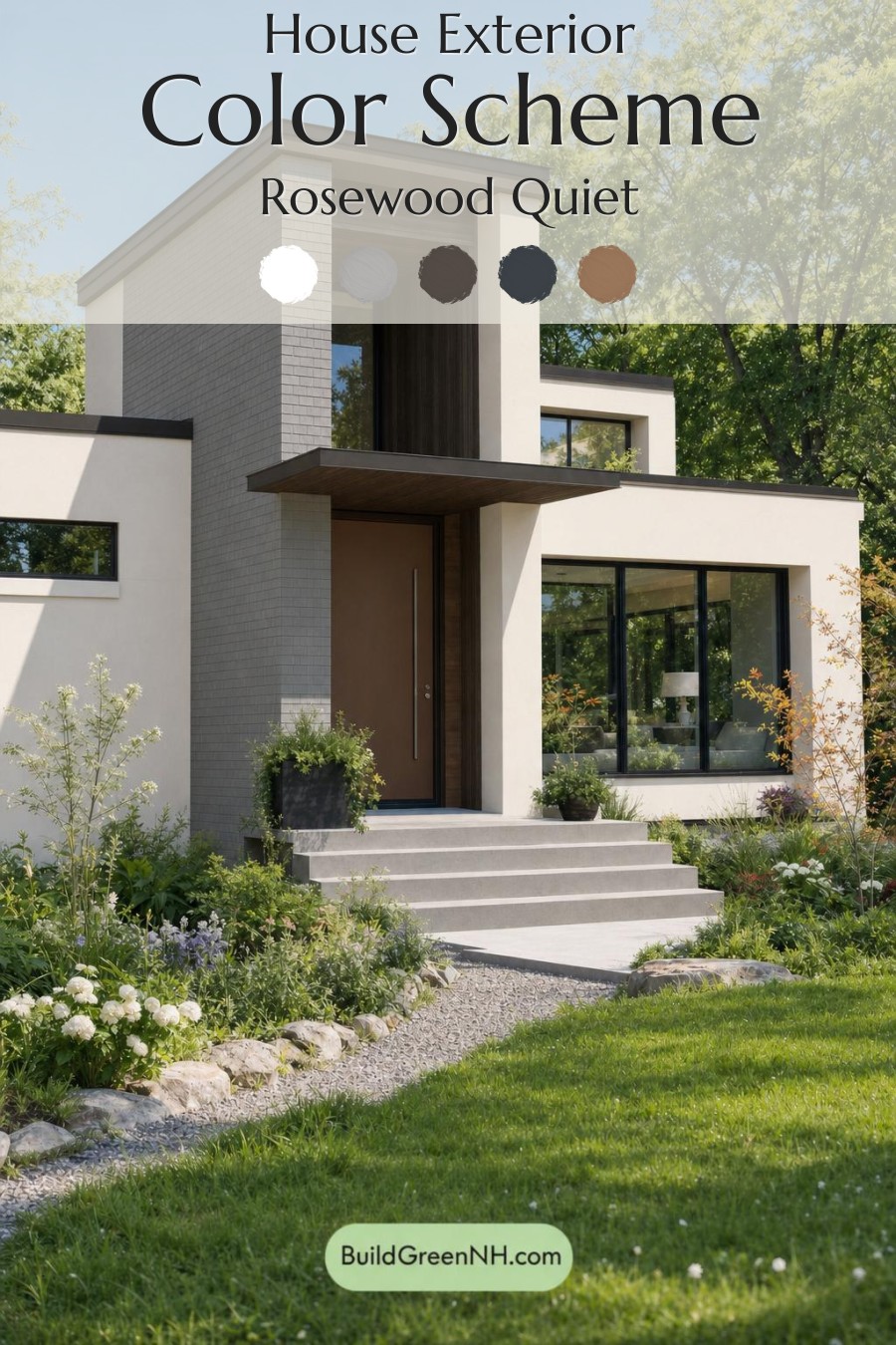 Cream Color House Exterior Paint Scheme: Rosewood Quiet