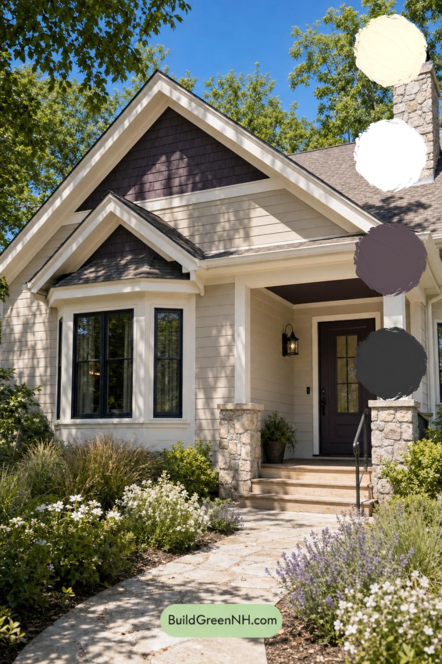Cream Color House Exterior Paint Scheme: Vanilla Aubergine