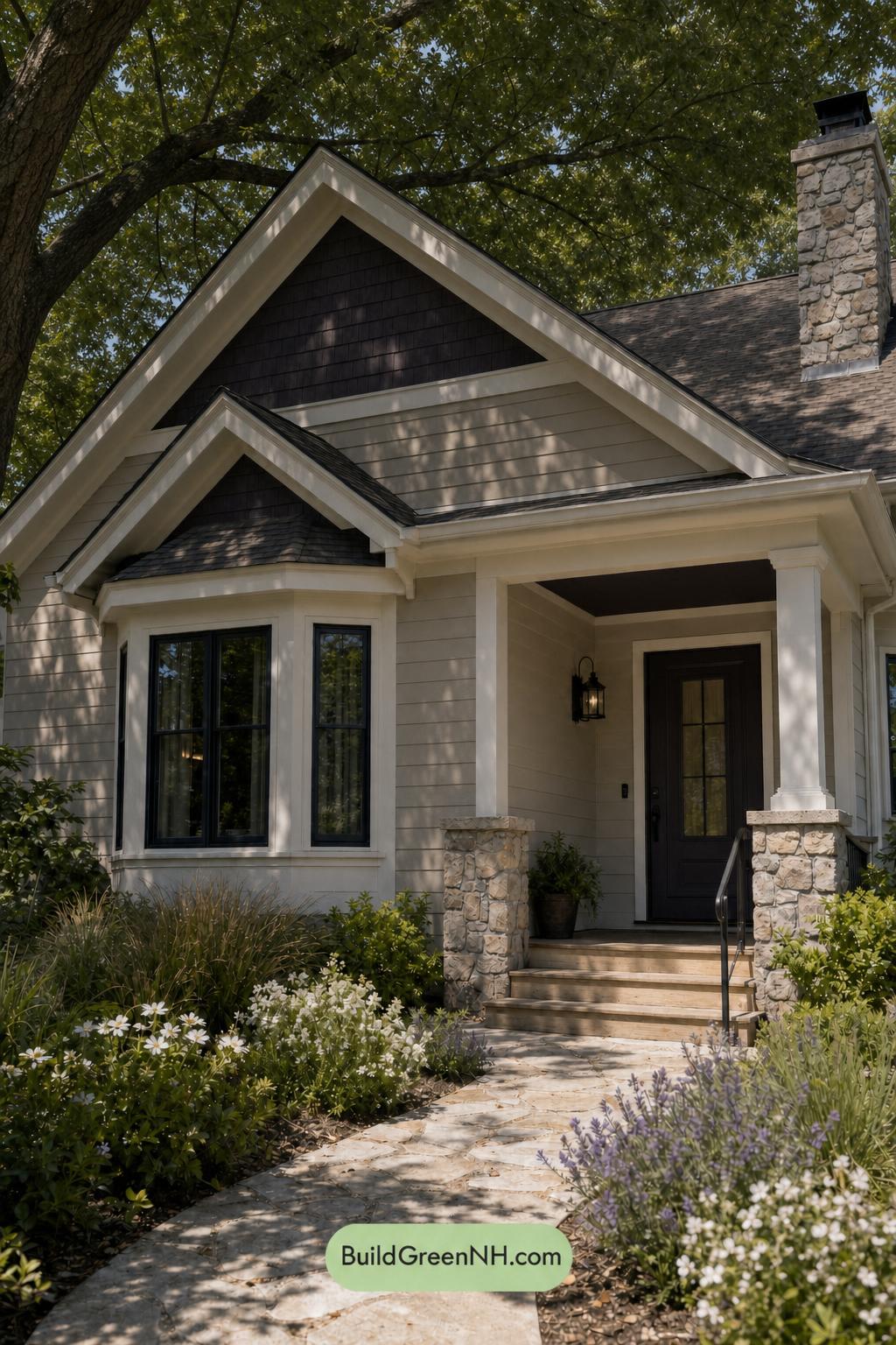 Cream Color House Exterior Paint Scheme: Vanilla Aubergine - Shade